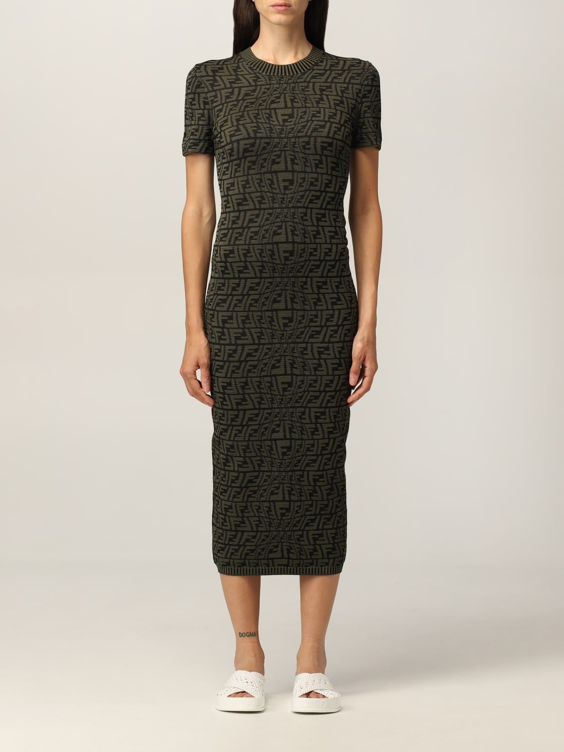 FENDI: Dress women - Green | Fendi dress FZD891 AGF1 online at GIGLIO.COM