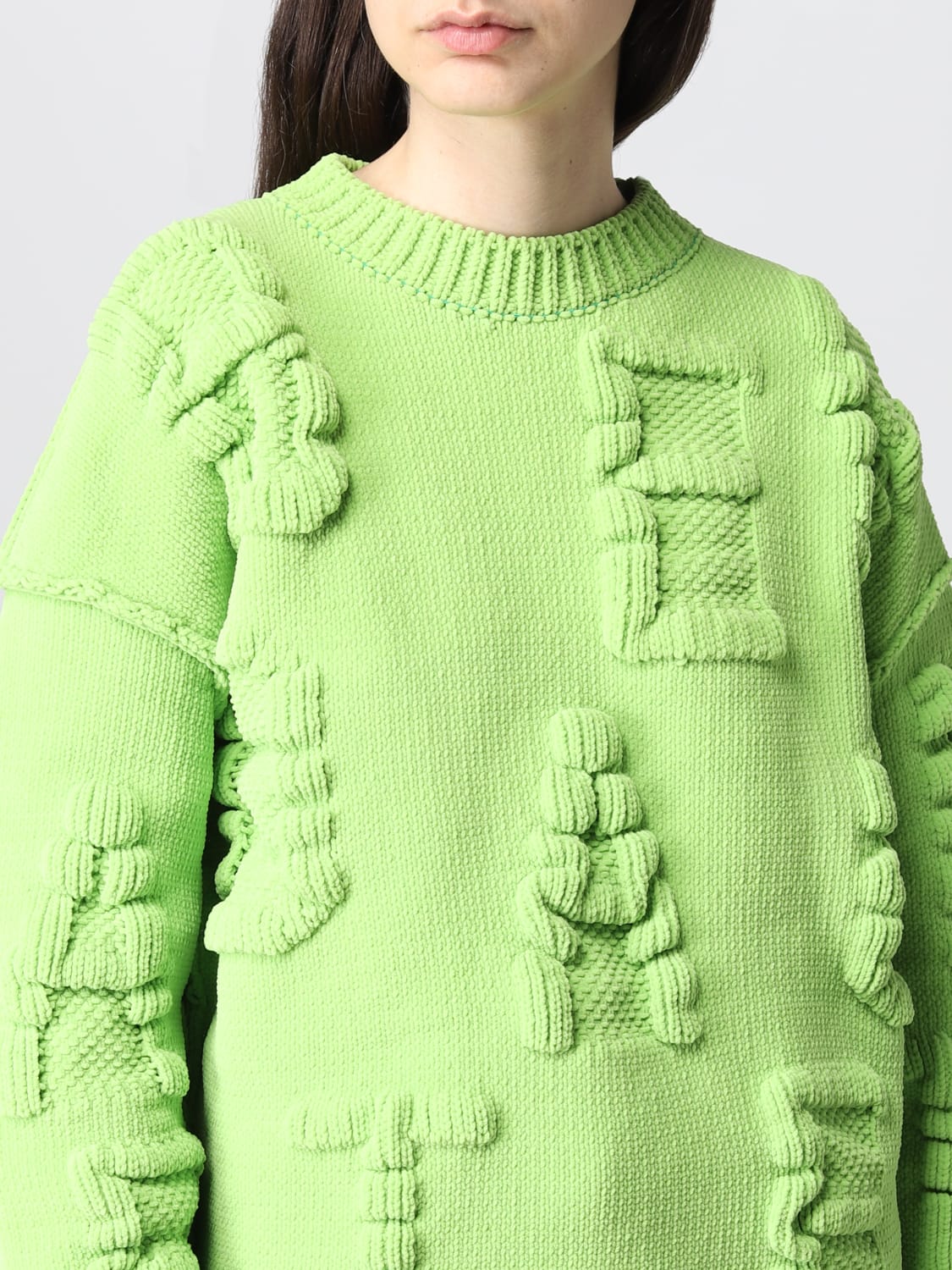 BOTTEGA VENETA SWEATER: Bottega Veneta nylon sweater with embossed logo, Green - Img 5