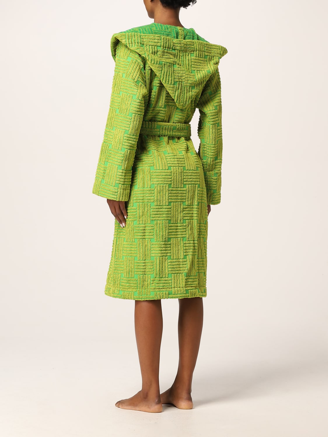 BOTTEGA VENETA BATHROBES: Bottega Veneta intreccio cotton bathrobe, Green - Img 2