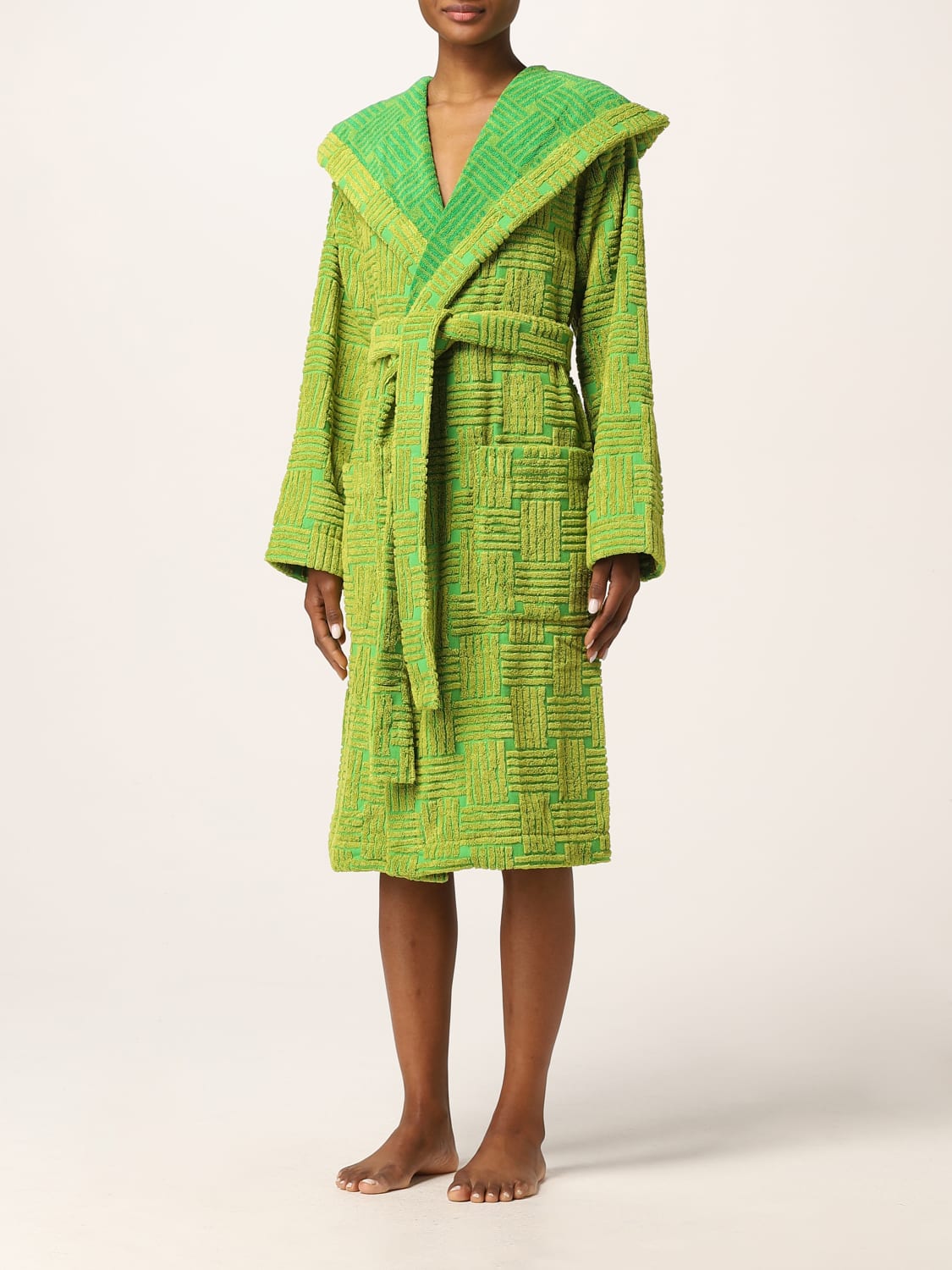 BOTTEGA VENETA BATHROBES: Bottega Veneta intreccio cotton bathrobe, Green - Img 3