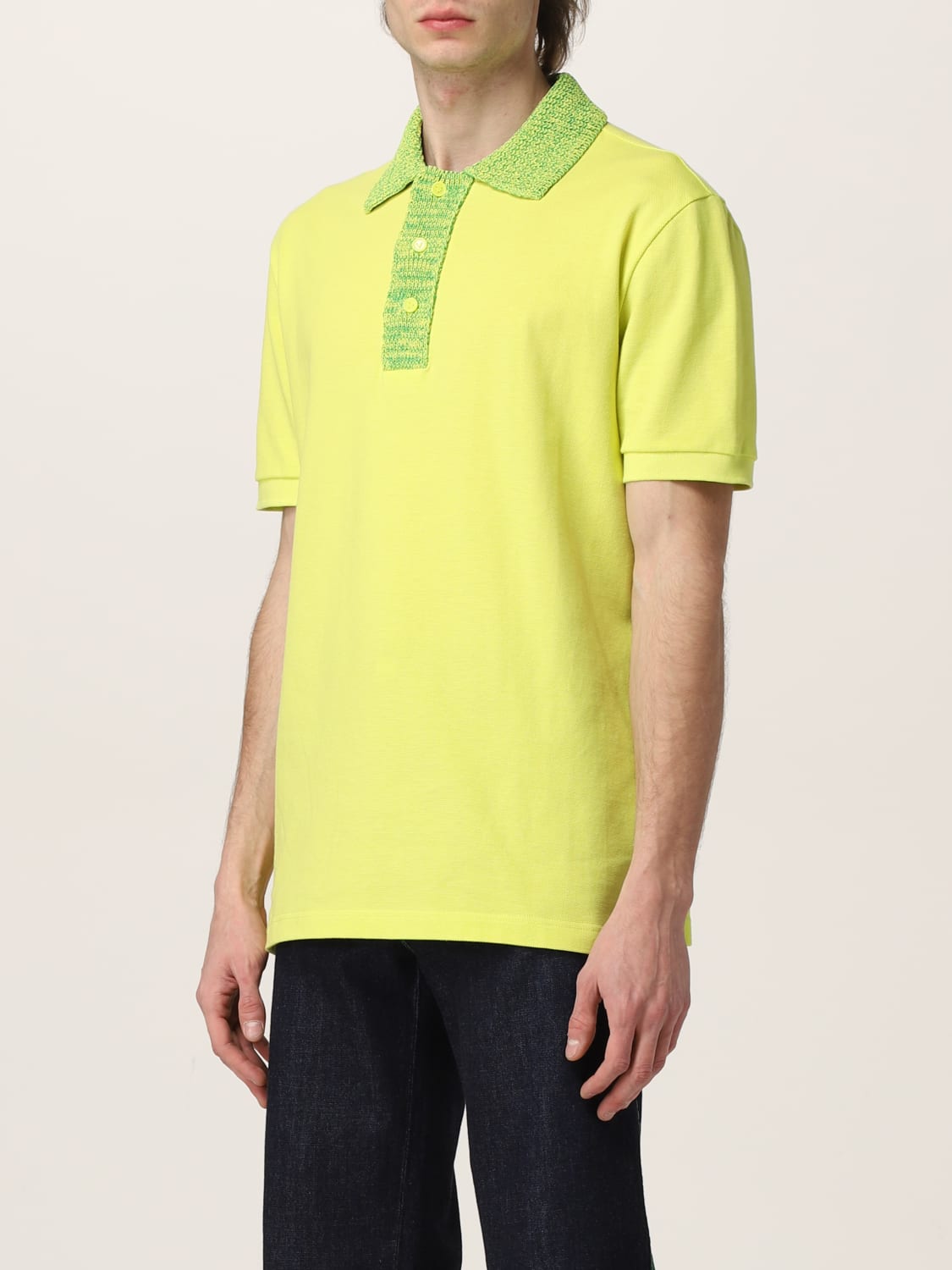 BOTTEGA VENETA POLO SHIRT: Bottega Veneta piqué cotton polo t-shirt, Green - Img 4