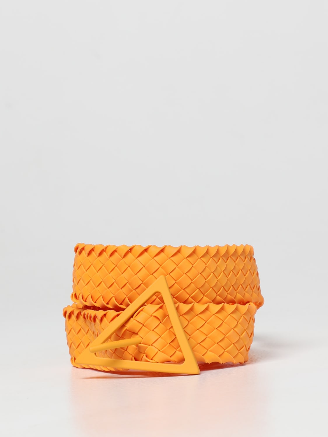 BOTTEGA VENETA BELT: Bottega Veneta intreccio rubber belt, Orange - Img 1