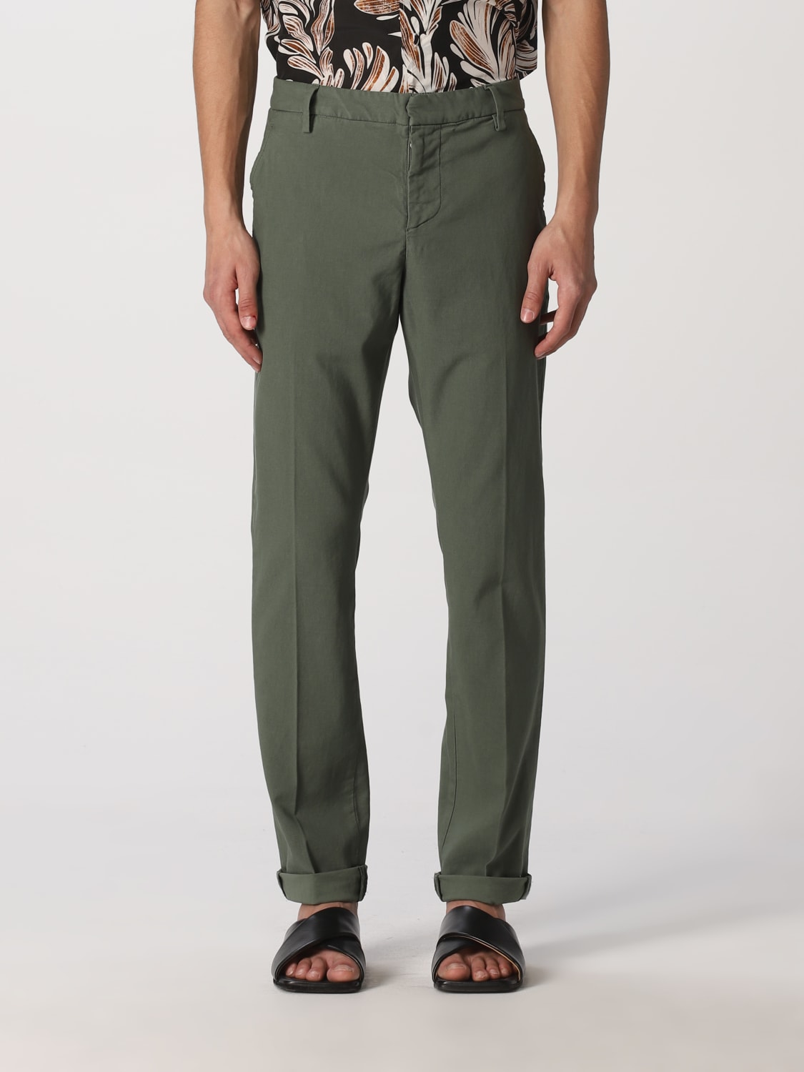 DONDUP PANTS: Gaubert Dondup trousers in stretch cotton, Military - Img 1