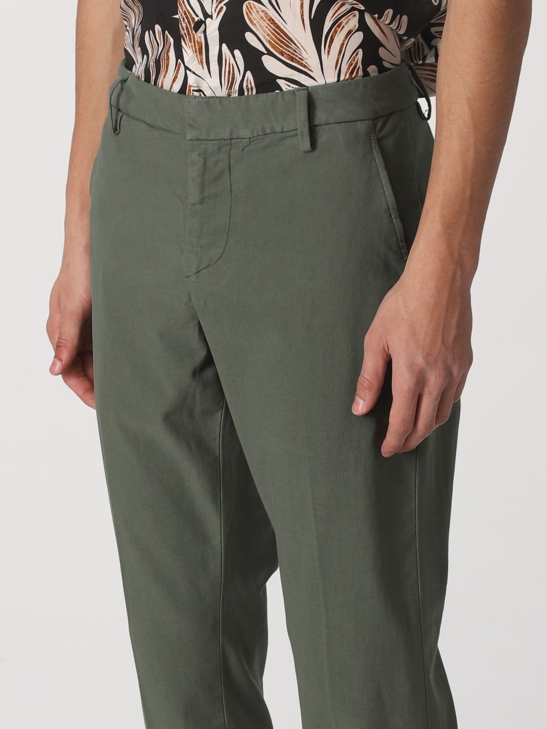 DONDUP PANTS: Gaubert Dondup trousers in stretch cotton, Military - Img 3