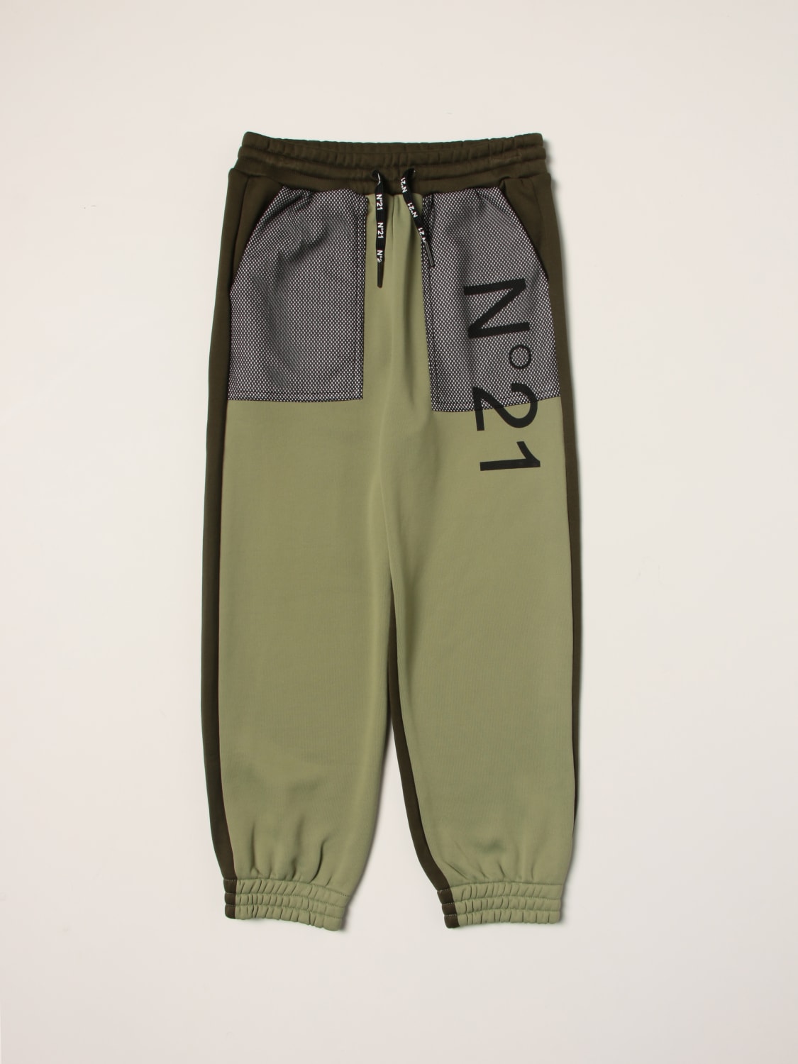 N° 21 PANTS: N ° 21 jogging trousers in cotton blend, Military - Img 1