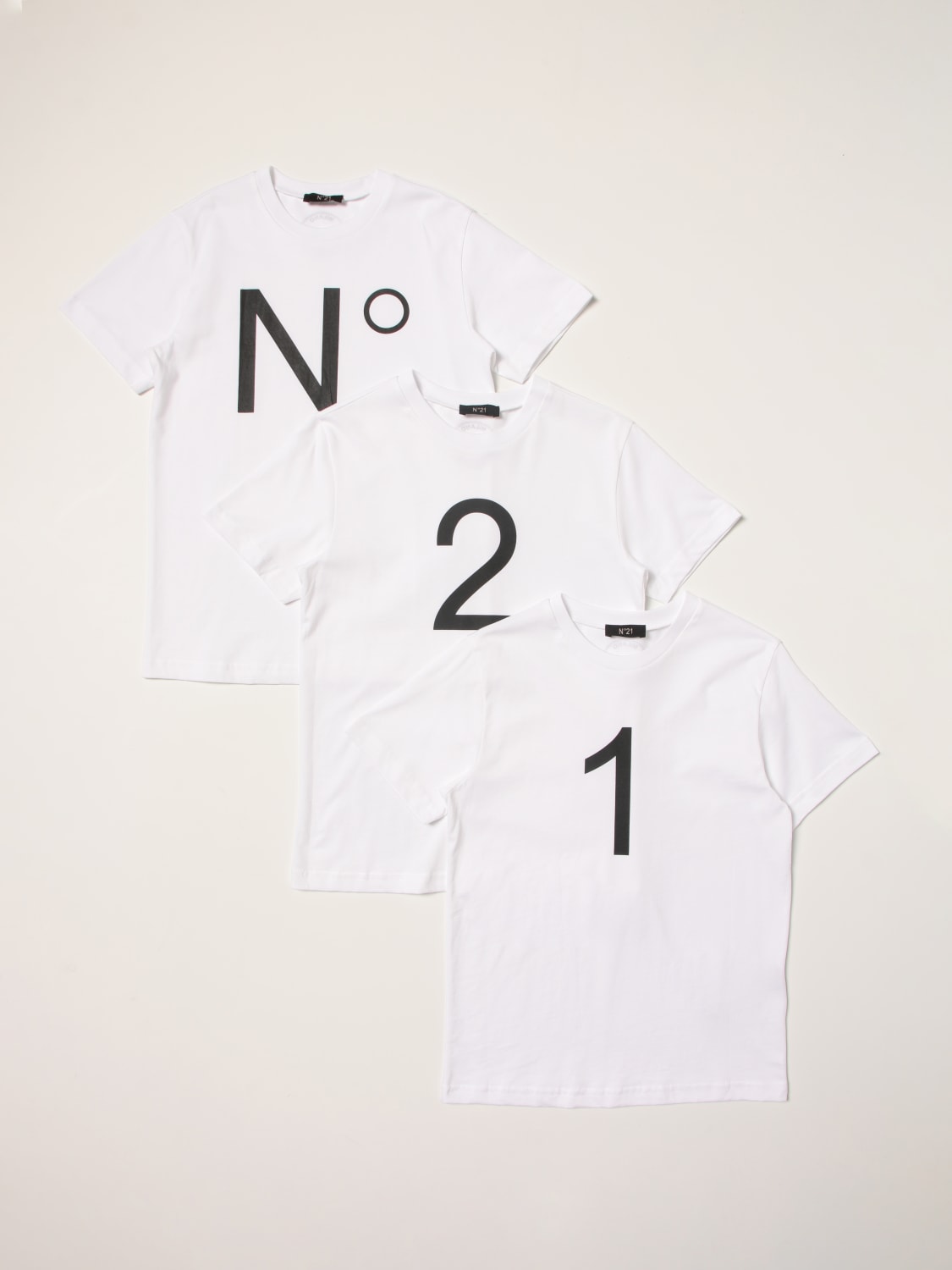 N° 21 T-SHIRT: Set of 3 N ° 21 cotton t-shirts, White - Img 1