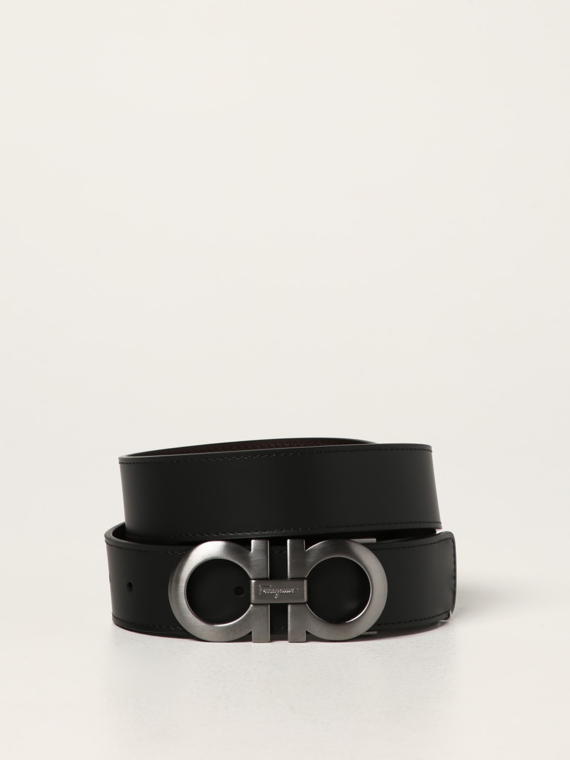 FERRAGAMO: Gancini Reversible Leather Belt - Black | Ferragamo Belt ...