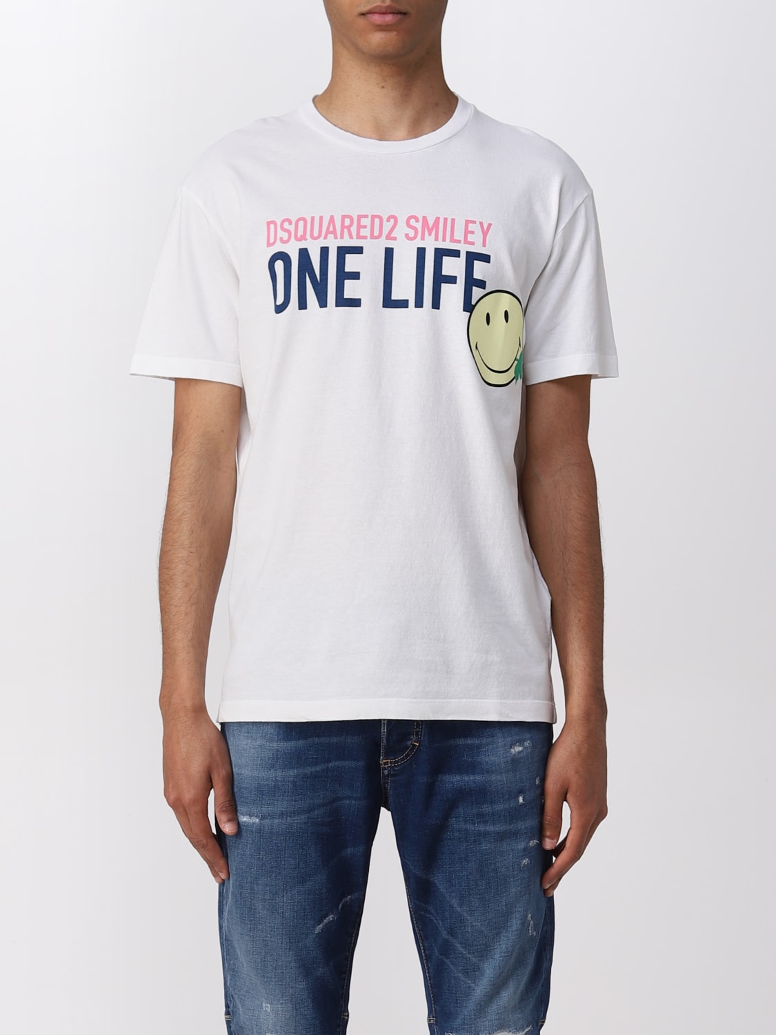 Giglio T-shirt One Life One Planet Smiley Dsquared2 con stampa