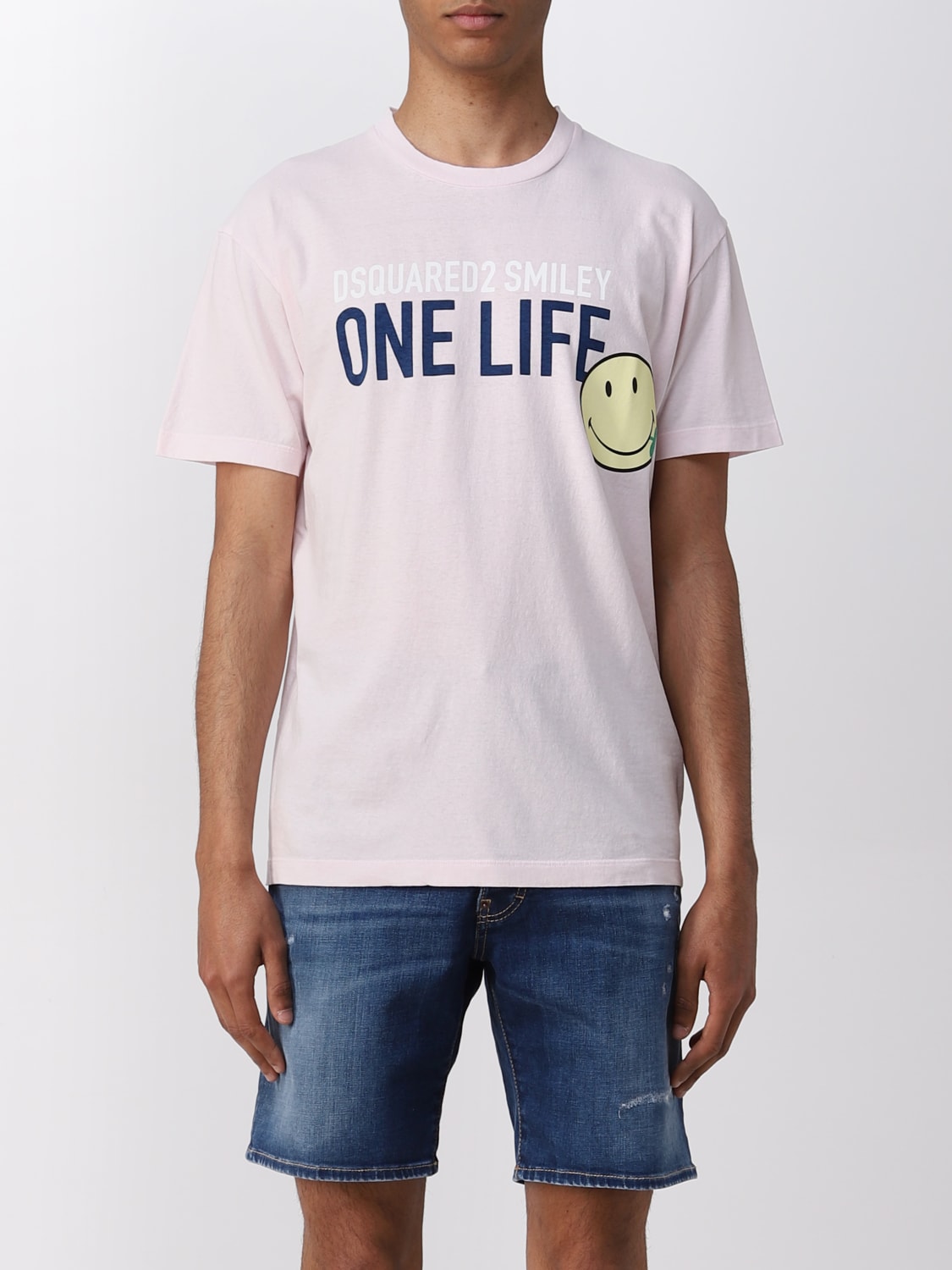 Giglio T-shirt One Life One Planet Smiley Dsquared2 con stampa