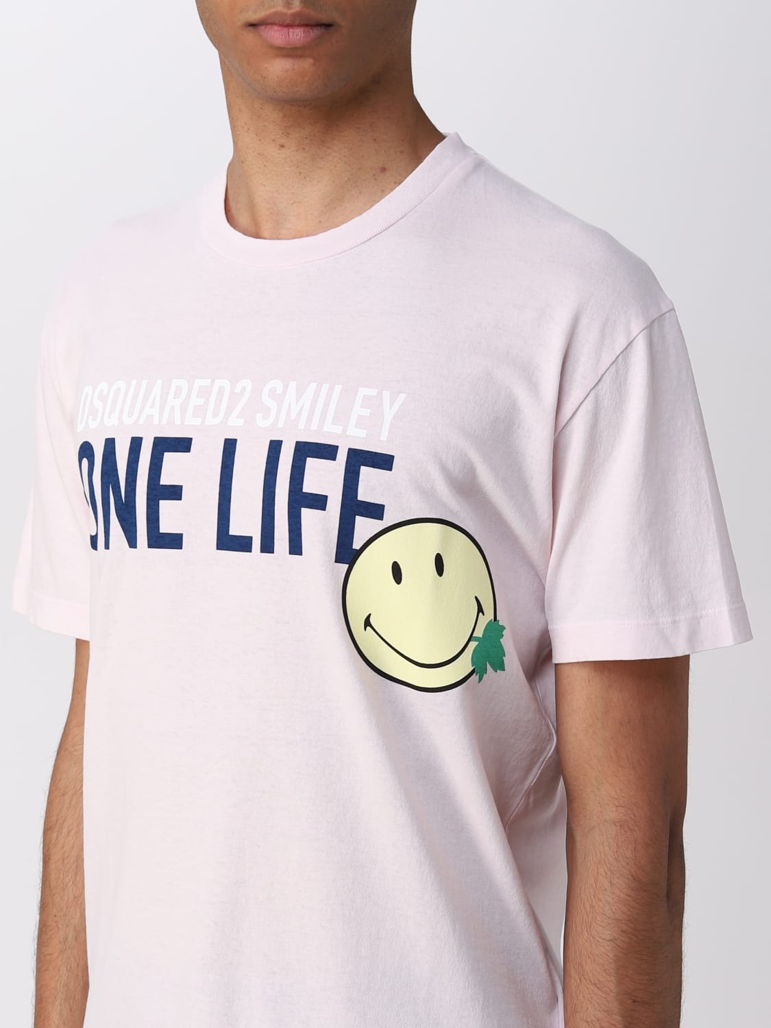 DSQUARED2 T-SHIRT: Dsquared2 One Life One Planet Smiley t-shirt with print, Pink - Img 3