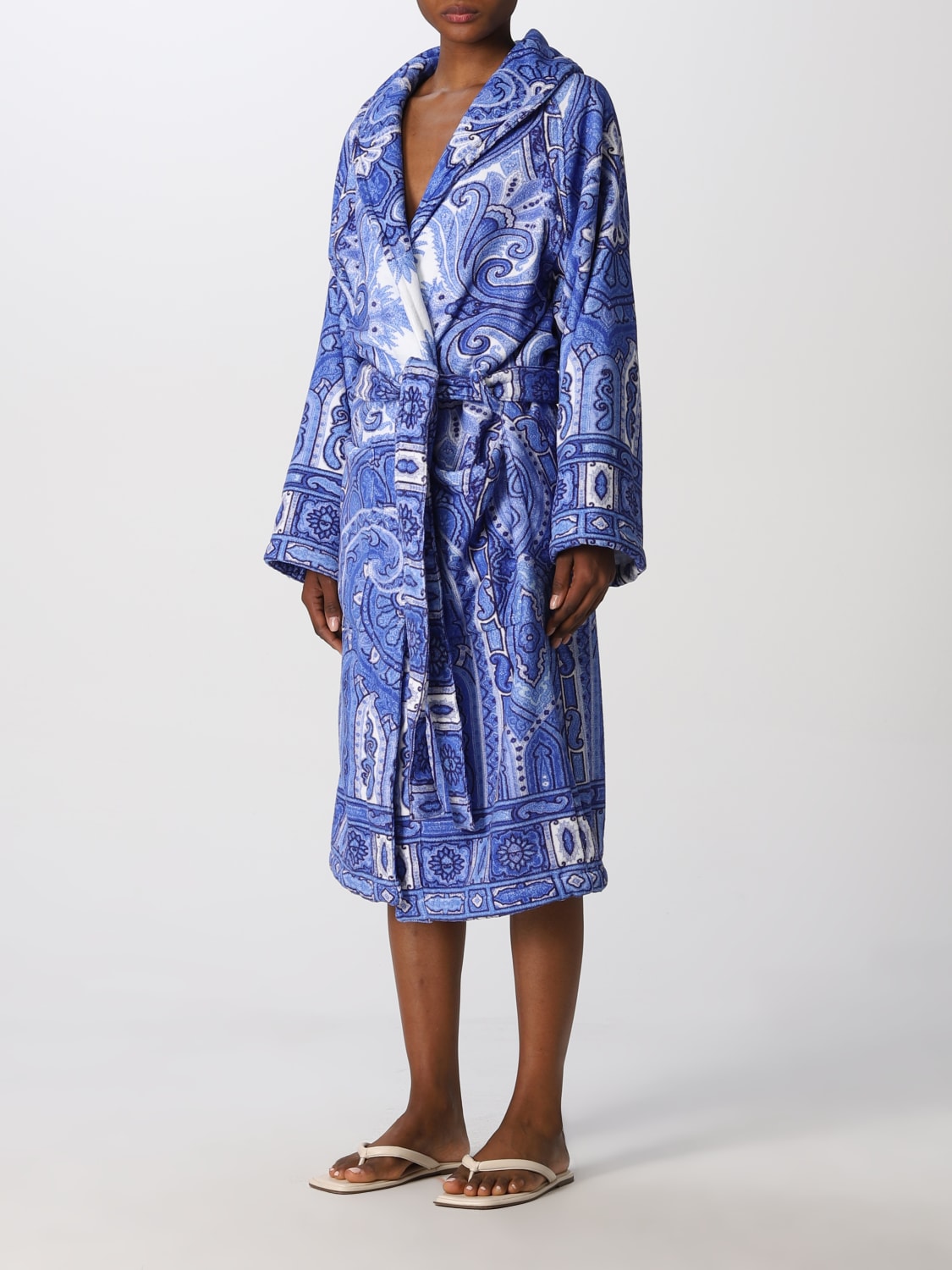 ETRO HOME BATHROBES: Etro Home cotton terry bathrobe, Blue - Img 3