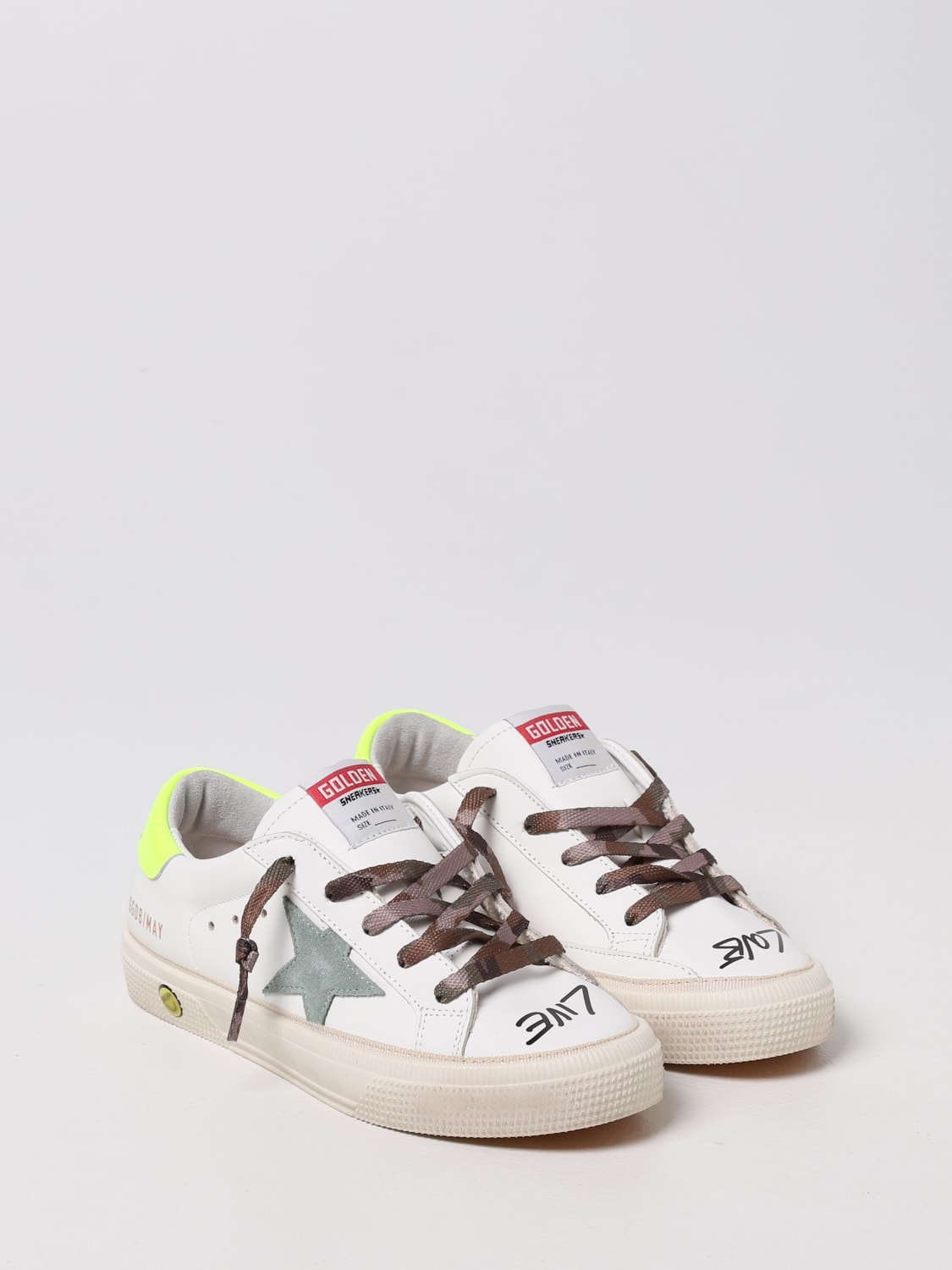 GOLDEN GOOSE SHOES: May Golden Goose sneakers in smooth leather, White - Img 2