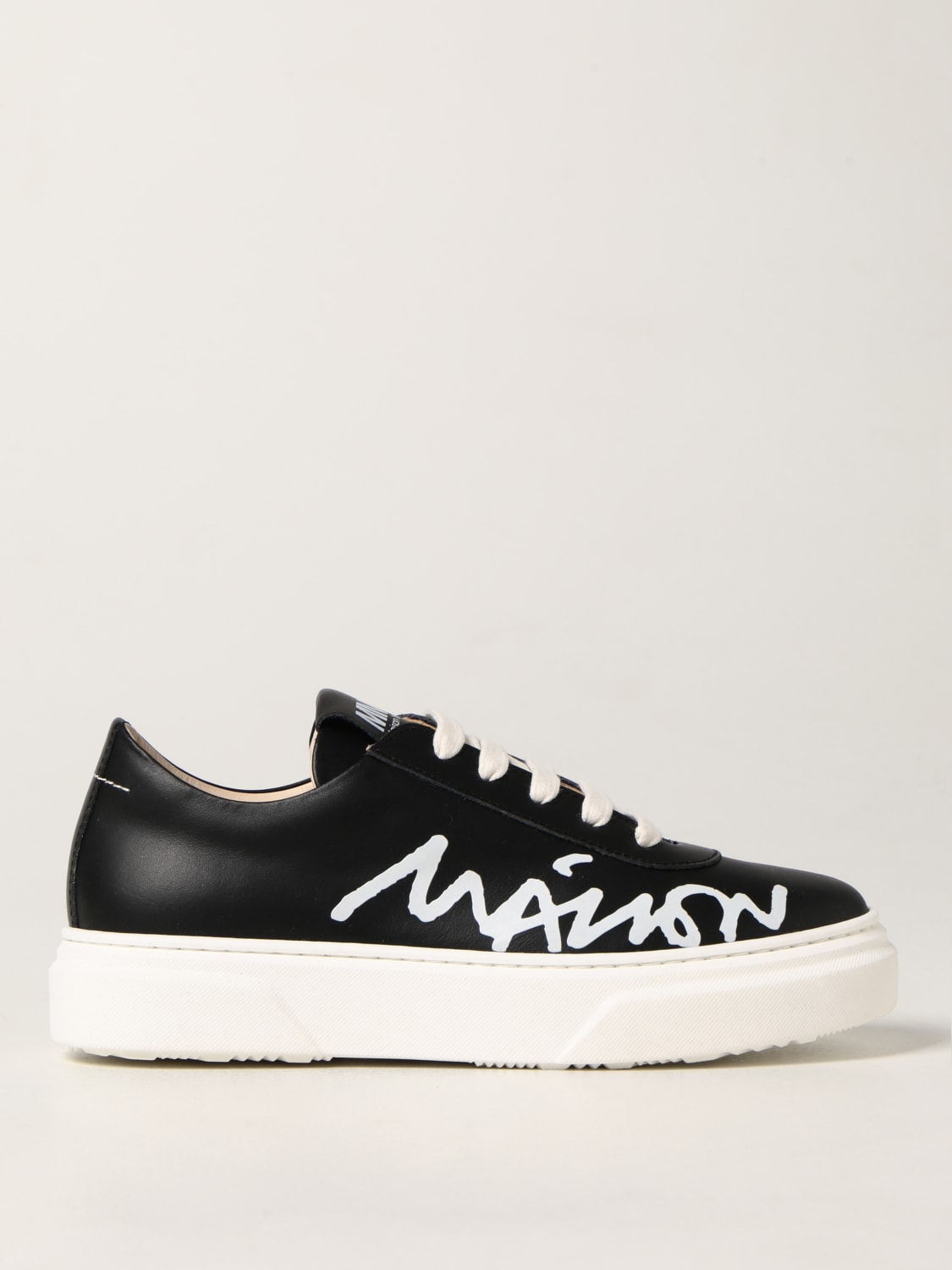 MM6 MAISON MARGIELA SCARPE: Sneakers MM6 Maison Margiela in pelle, Nero - Img 1