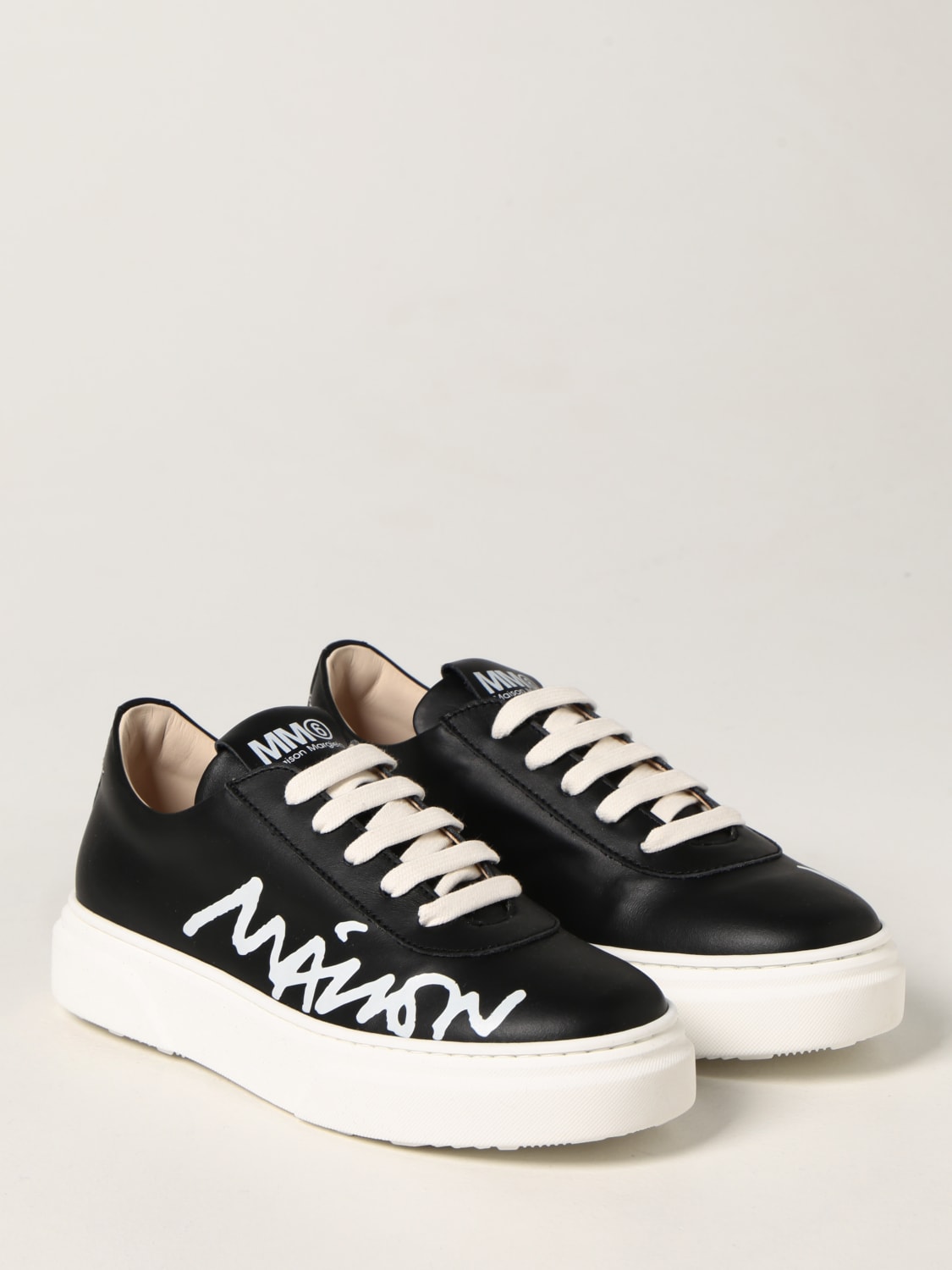 MM6 MAISON MARGIELA SCARPE: Sneakers MM6 Maison Margiela in pelle, Nero - Img 2