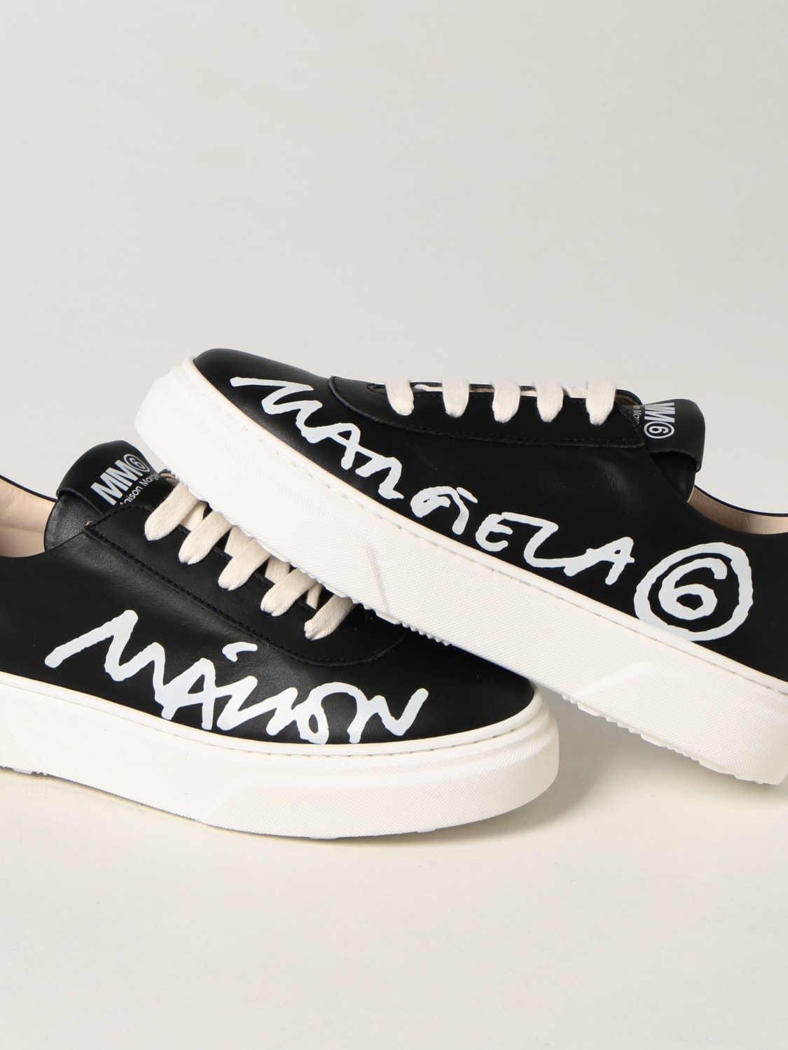 MM6 MAISON MARGIELA SCARPE: Sneakers MM6 Maison Margiela in pelle, Nero - Img 4