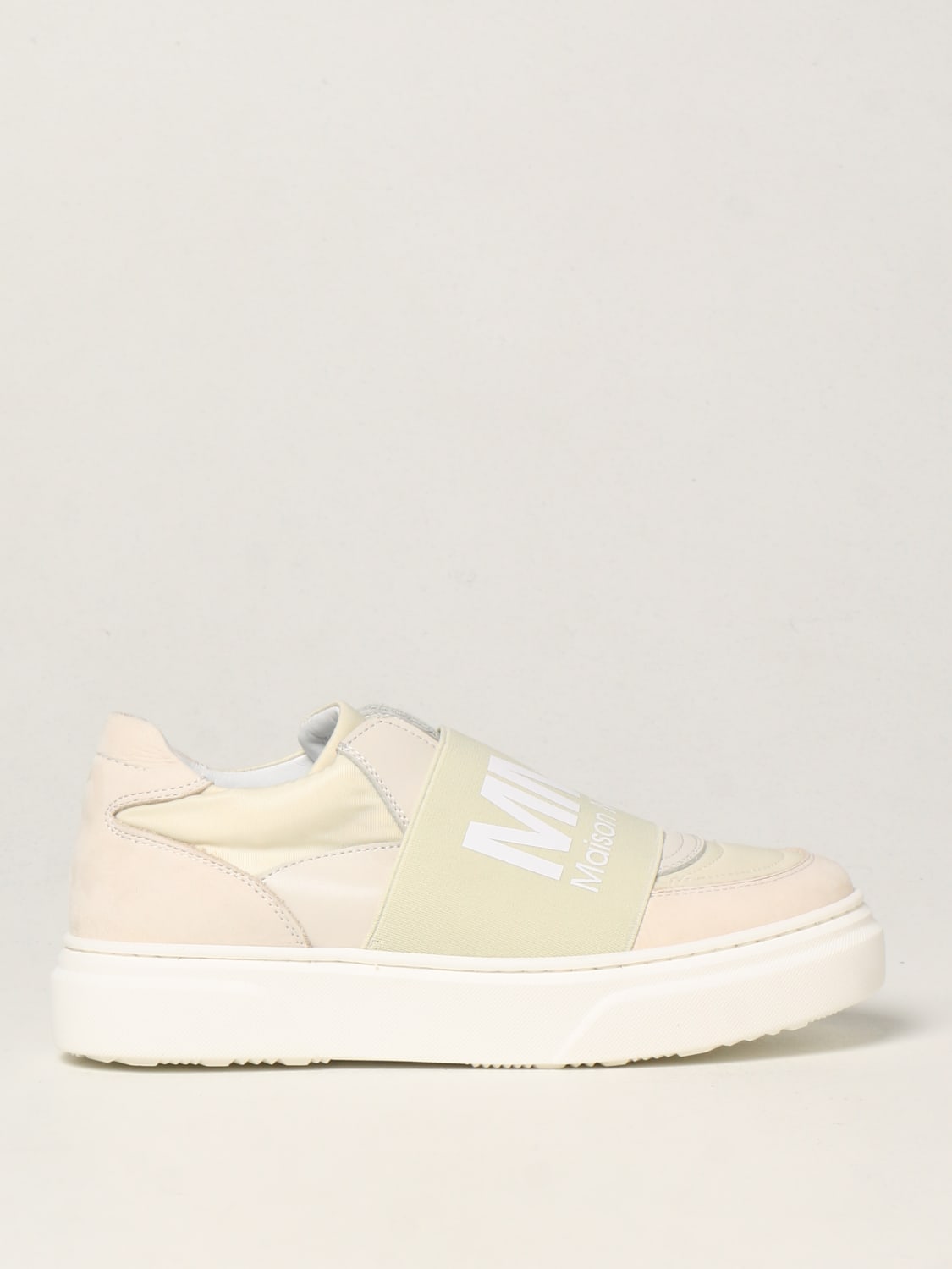 MM6 MAISON MARGIELA SHOES: MM6 Maison Margiela sneakers in nylon and suede, Yellow Cream - Img 1