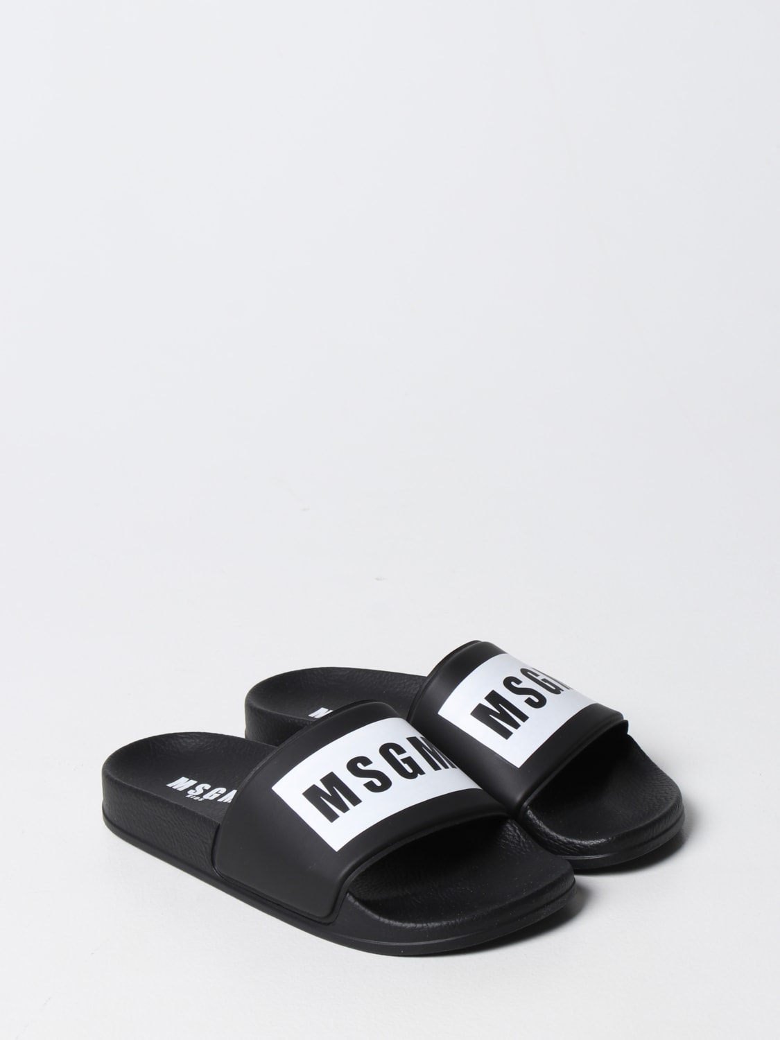 MSGM Kids Outlet slide sandals in PVC Black MSGM Kids shoes 70581 online at GIGLIO.COM