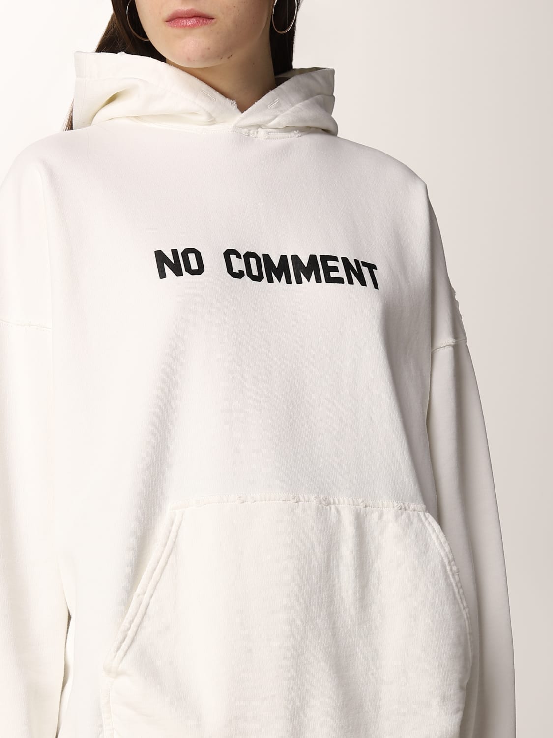 BALENCIAGA cotton hoodie with slogan White Balenciaga sweatshirt 675003TLVG4 online at GIGLIO.COM