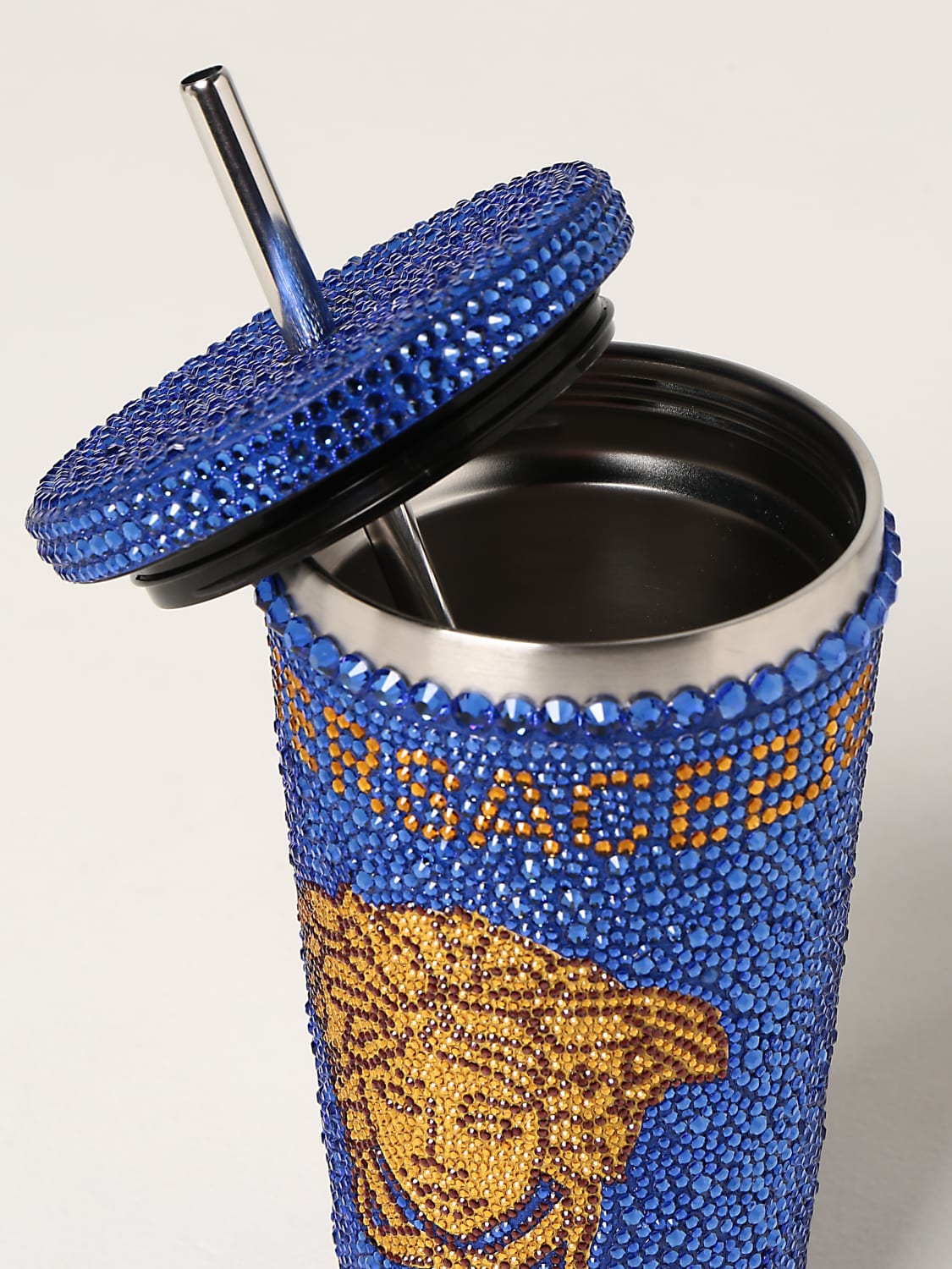 Versace Medusa Crystal Embellished Travel Mug