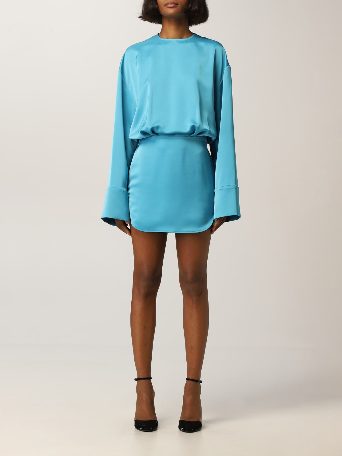 THE ATTICO: mini dress - Gnawed Blue | The Attico dress 221WCA101E020  online at GIGLIO.COM