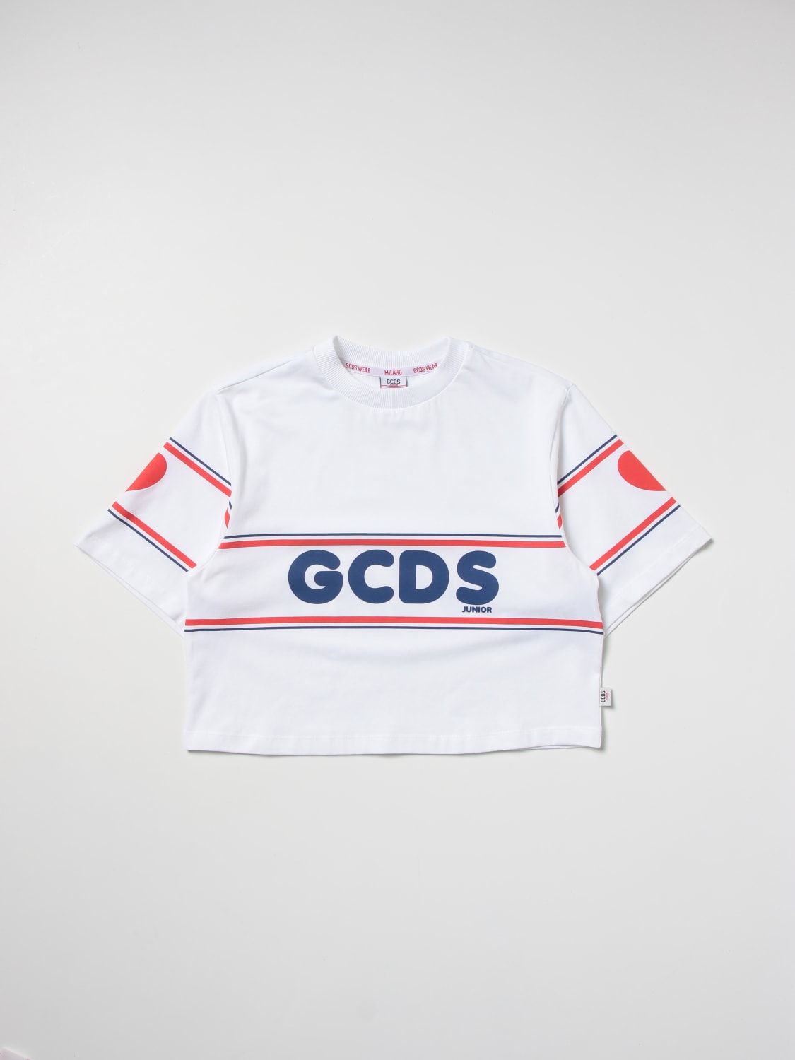 GCDS JUNIOR Diesel cotton t shirt with logo print White GCDS Junior t shirt DAM003LBA29 online at GIGLIO.COM