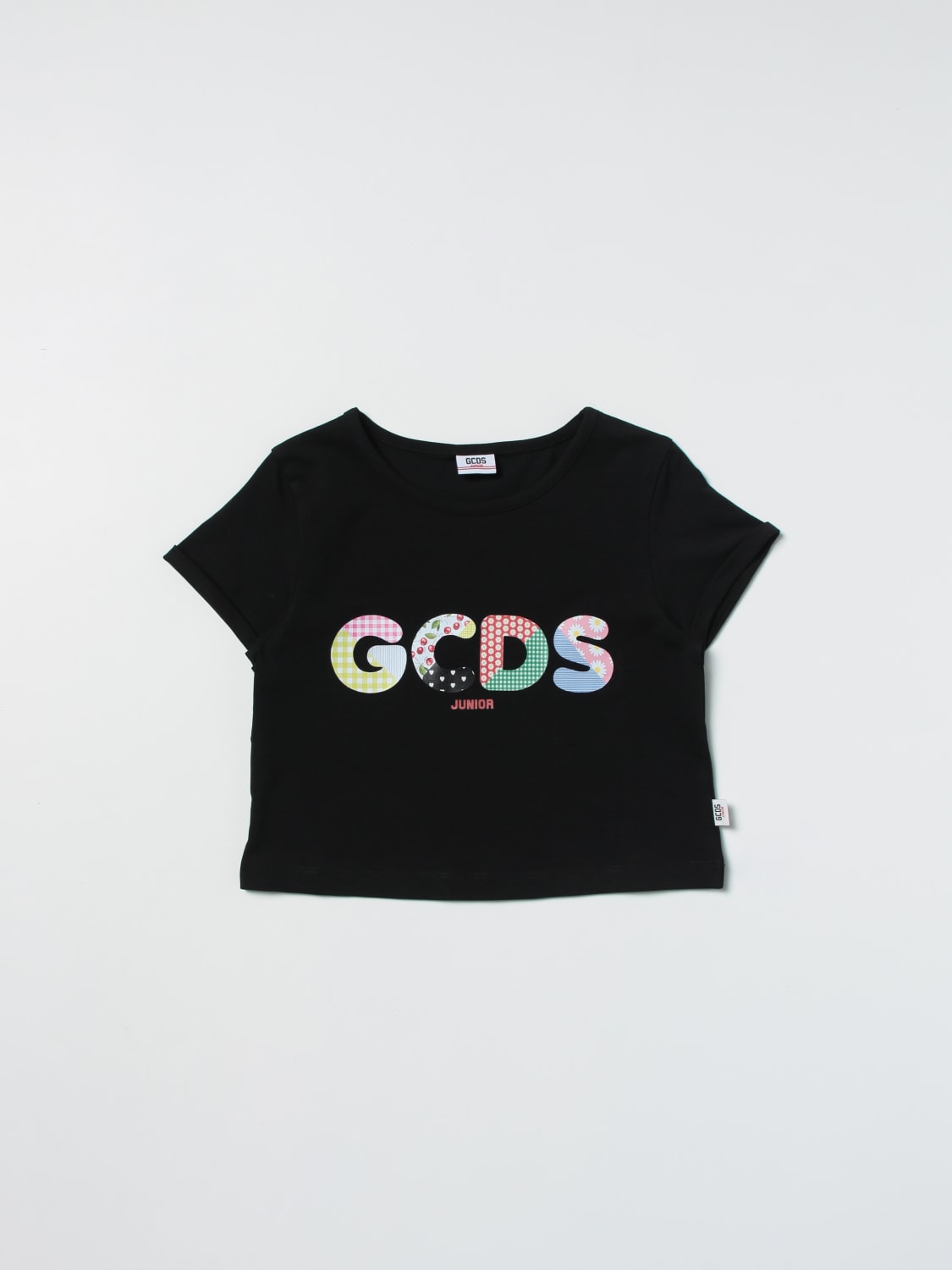 GCDS Junior Outlet T shirt GCDS con logo a fantasia Nero T Shirt GCDS Junior DDM002LBA29 online su GIGLIO.COM