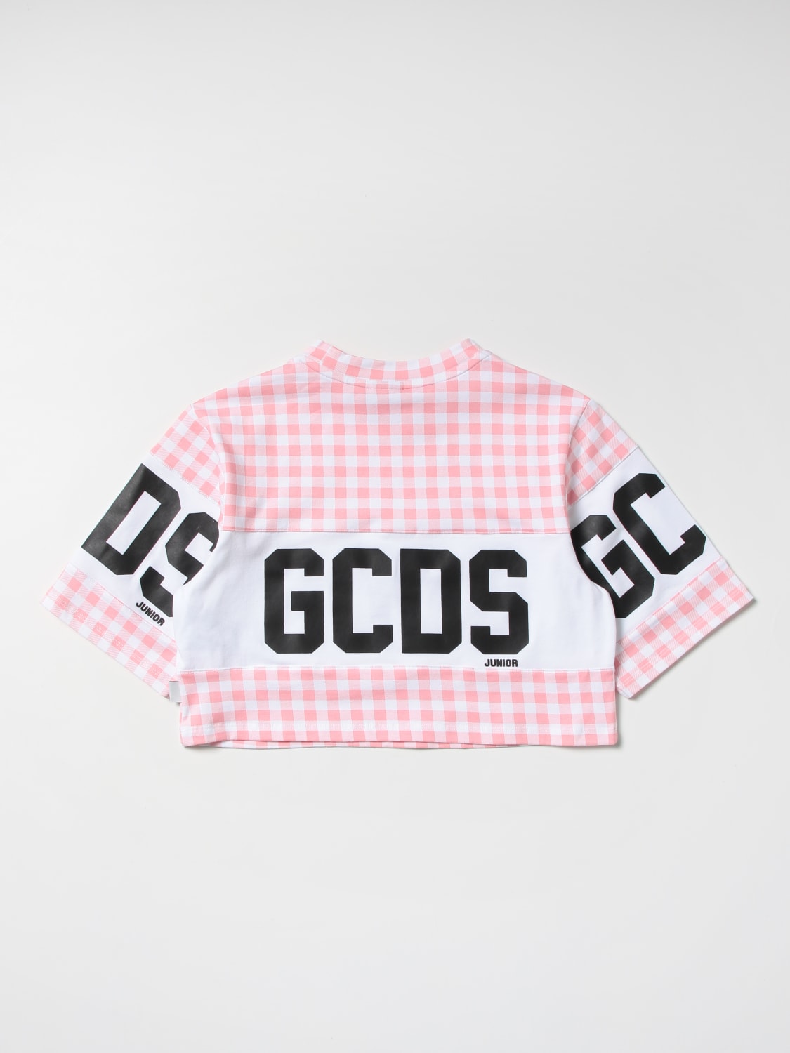 GCDS JUNIOR T-SHIRT: GCDS cropped t-shirt with logo, Pink - Img 2