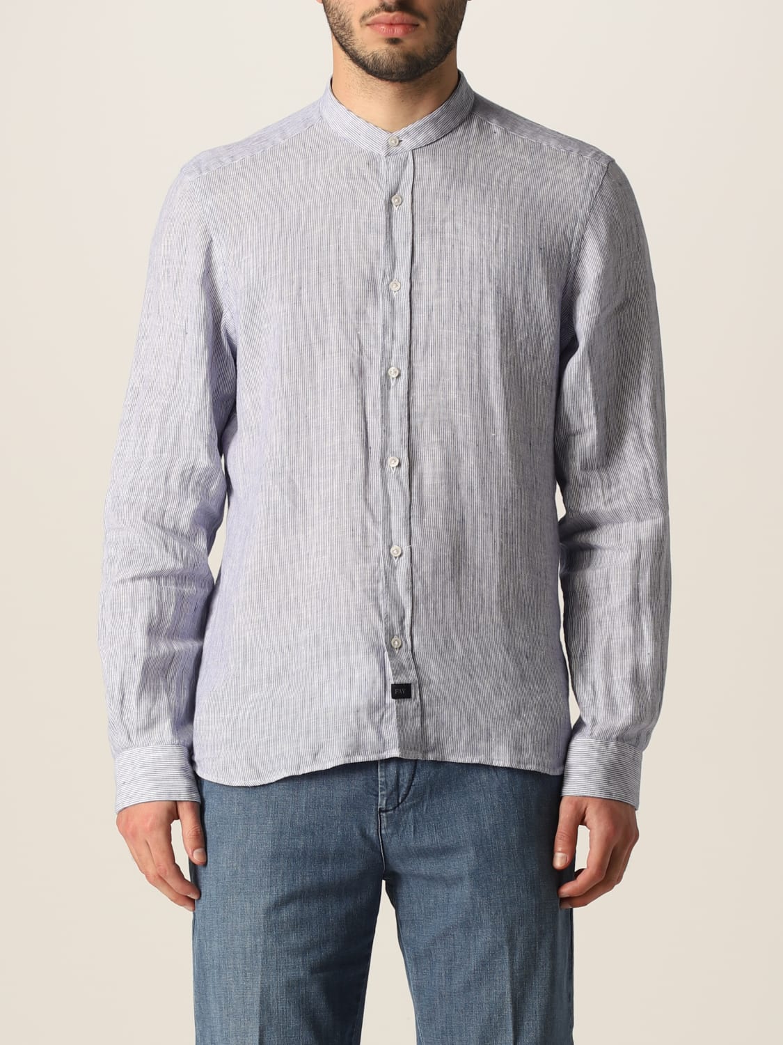 FAY SHIRT: Fay linen shirt, Sky Blue - Img 1