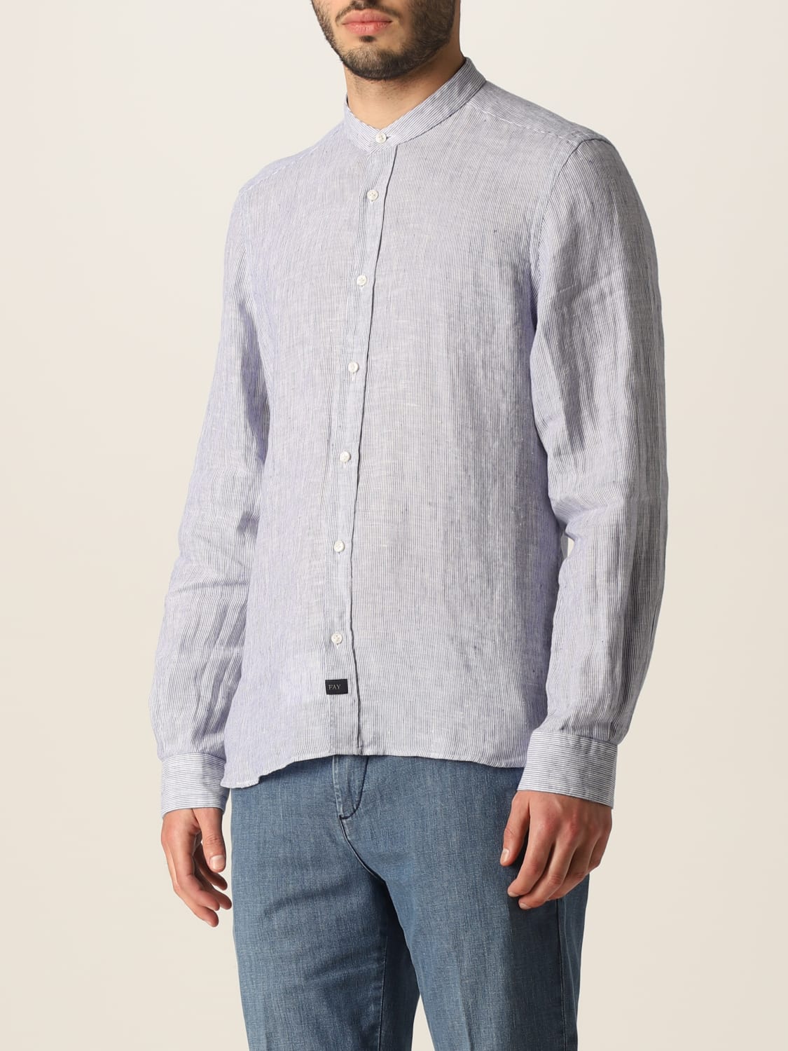 FAY SHIRT: Fay linen shirt, Sky Blue - Img 4