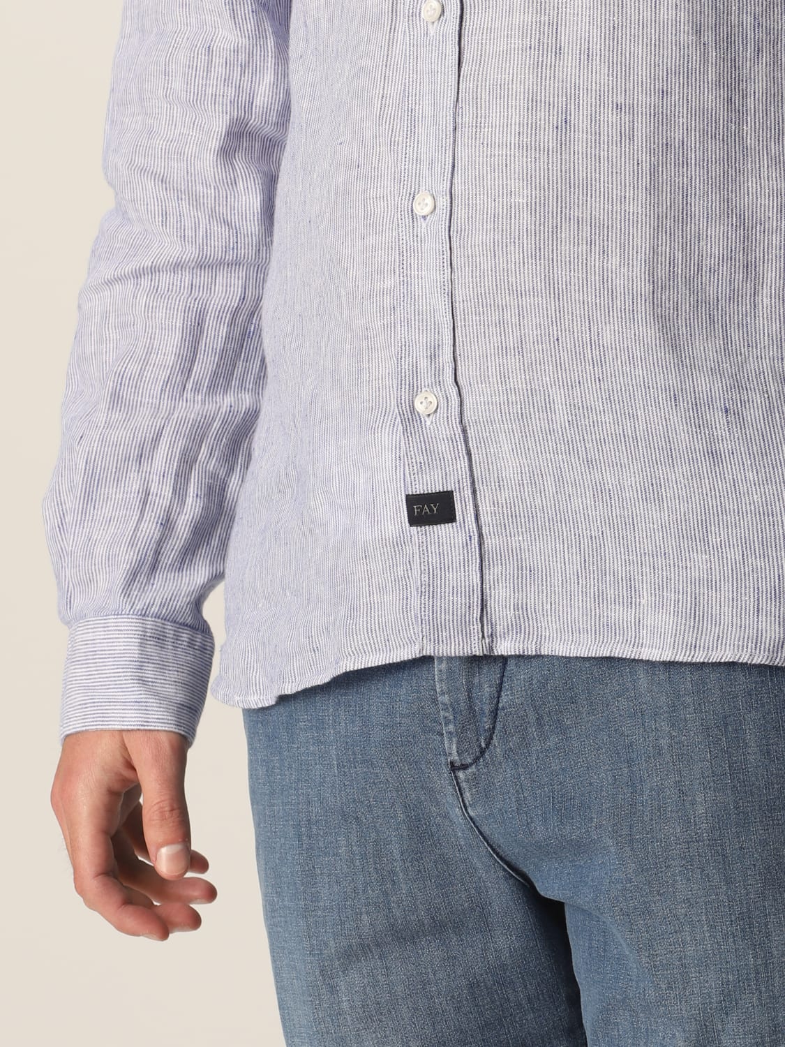 FAY SHIRT: Fay linen shirt, Sky Blue - Img 5