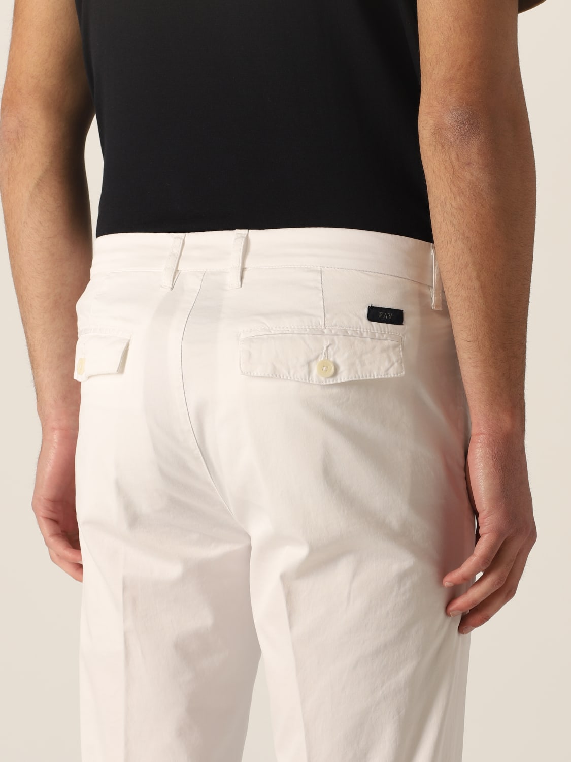 FAY PANTS: Fay pants in stretch cotton, White - Img 4