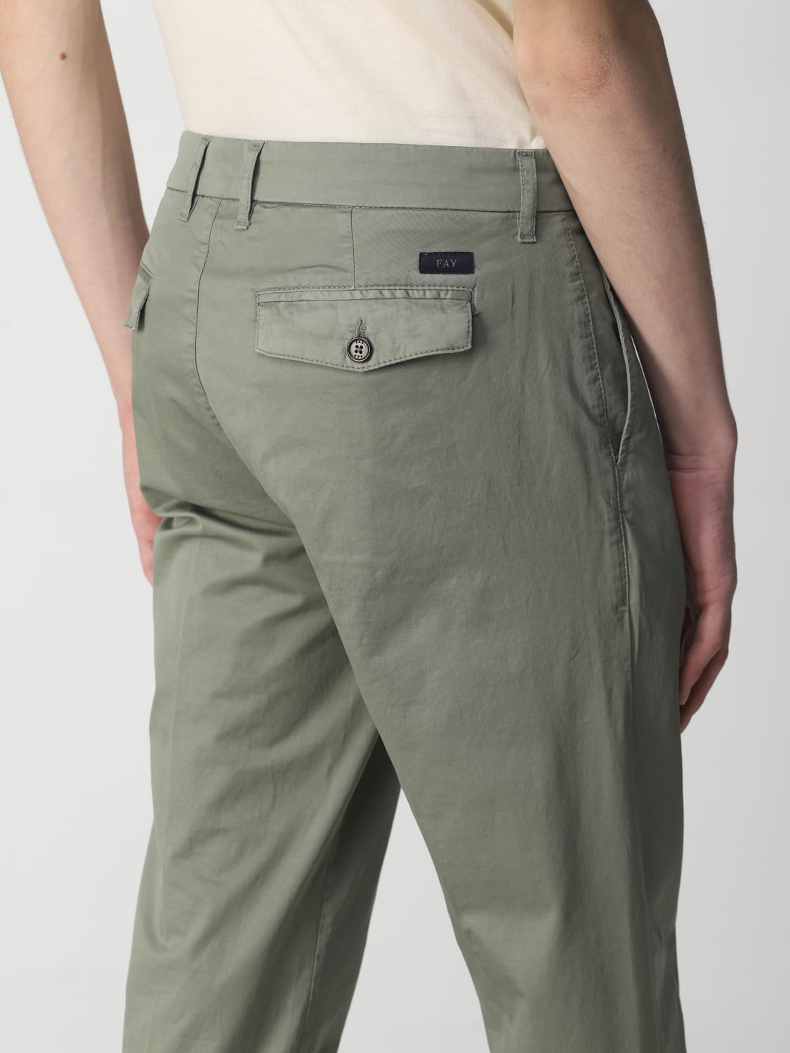 FAY PANTS: Fay pants in stretch cotton, Green - Img 3