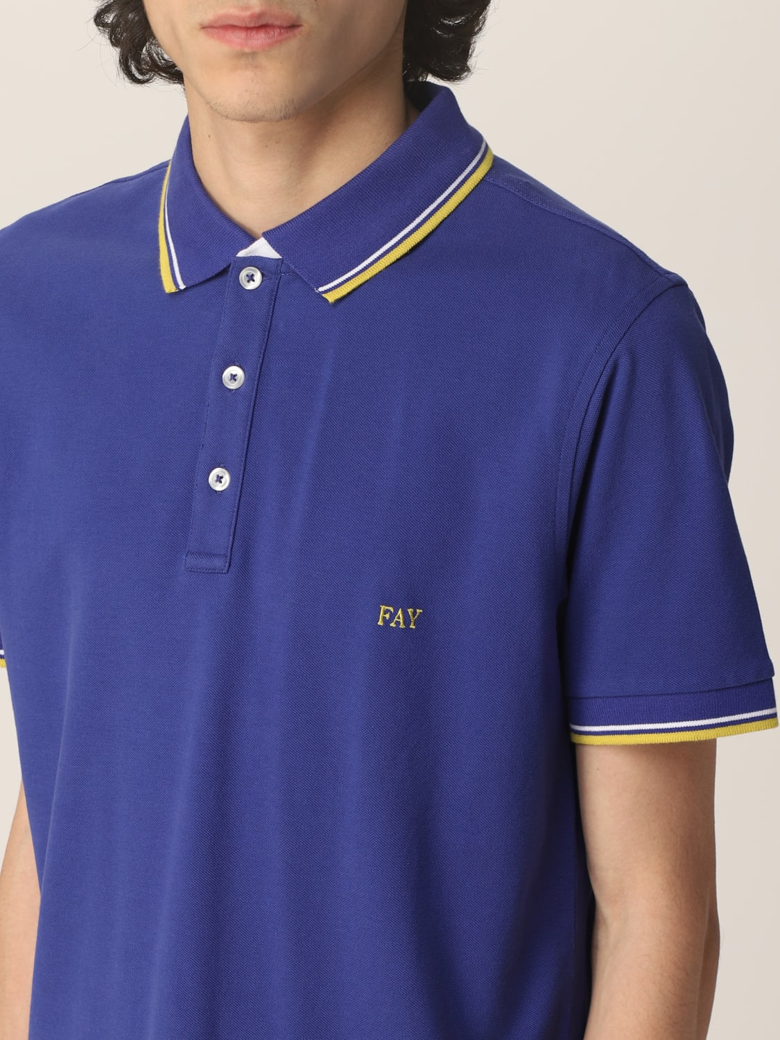 FAY POLO SHIRT: Fay polo shirt with embroidered logo, Blue - Img 3