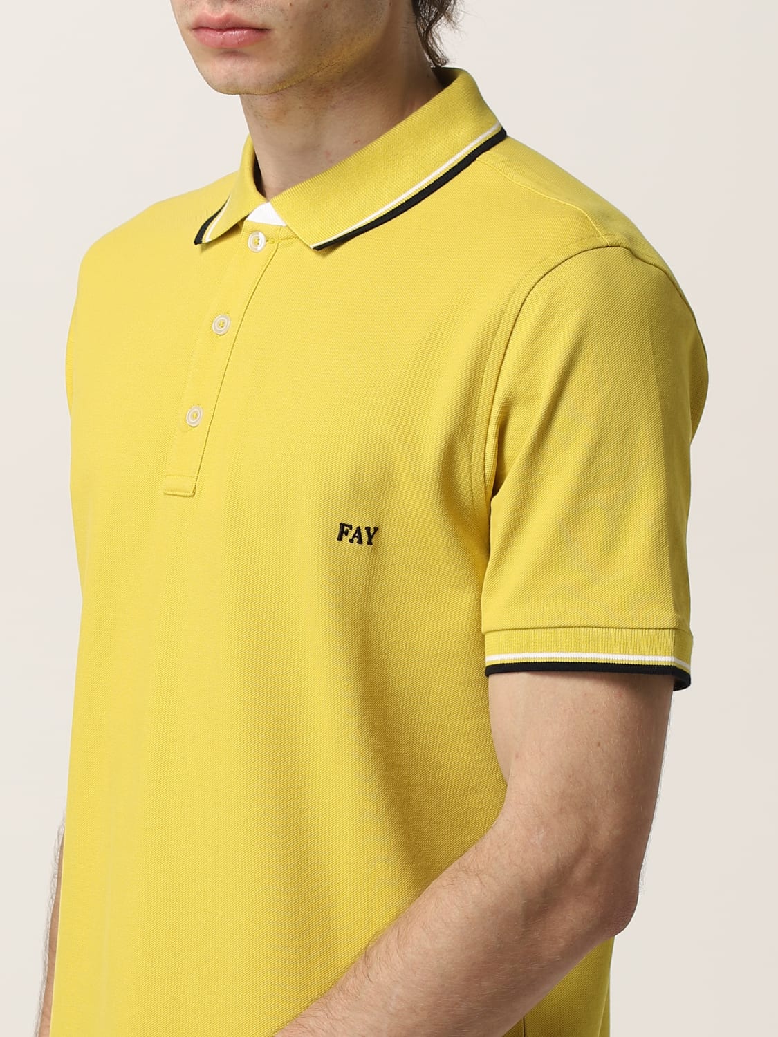FAY POLO SHIRT: Fay polo shirt with embroidered logo, Straw Yellow - Img 3