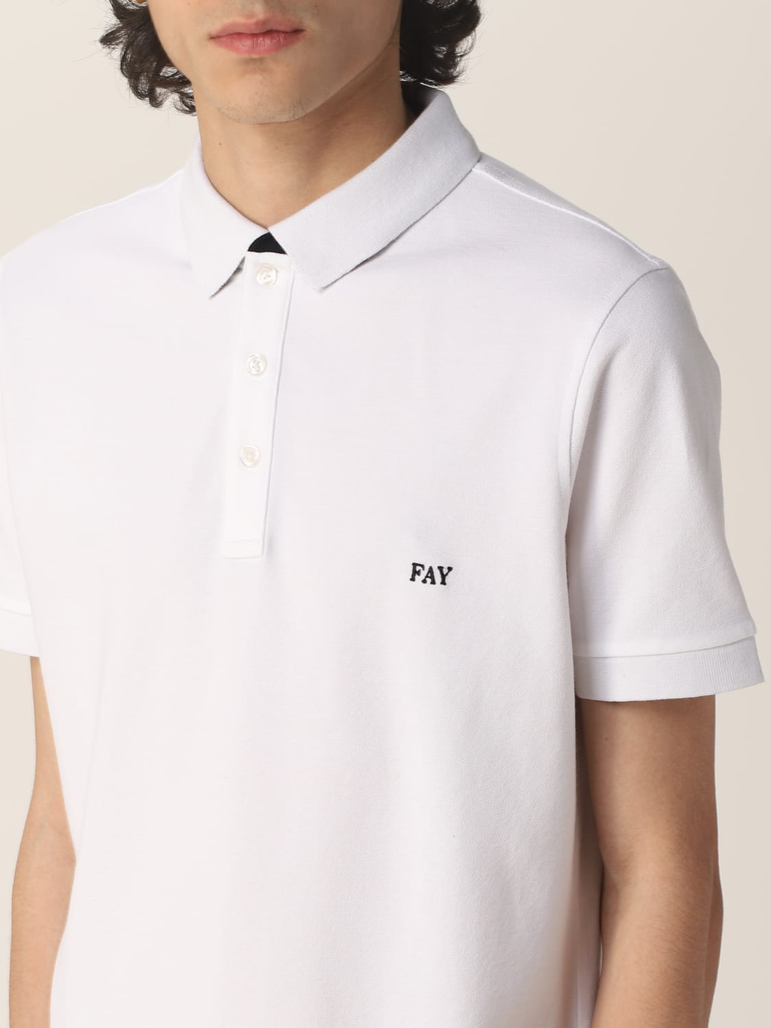 FAY POLO: Polo Fay in cotone stretch con logo, Bianco - Img 3