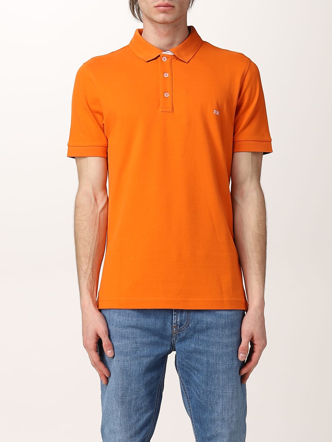 FAY POLO SHIRT: Fay stretch cotton polo shirt with logo, Yellow - Img 1
