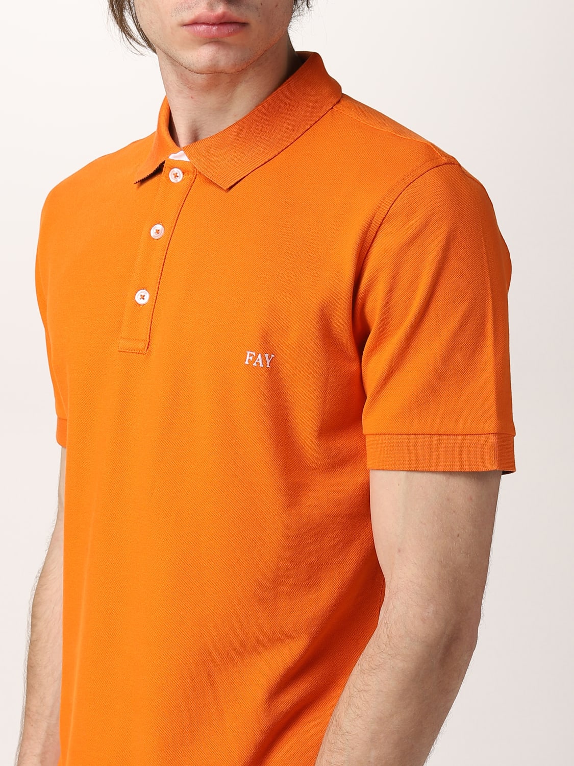 FAY POLO SHIRT: Fay stretch cotton polo shirt with logo, Yellow - Img 3