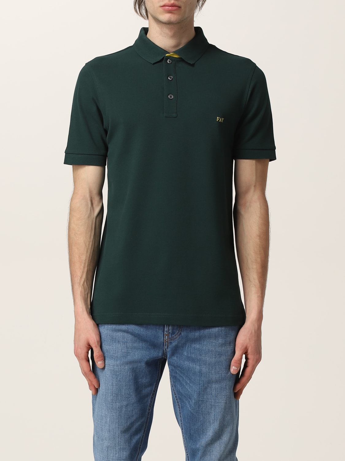 Fay stretch cotton polo shirt with logo