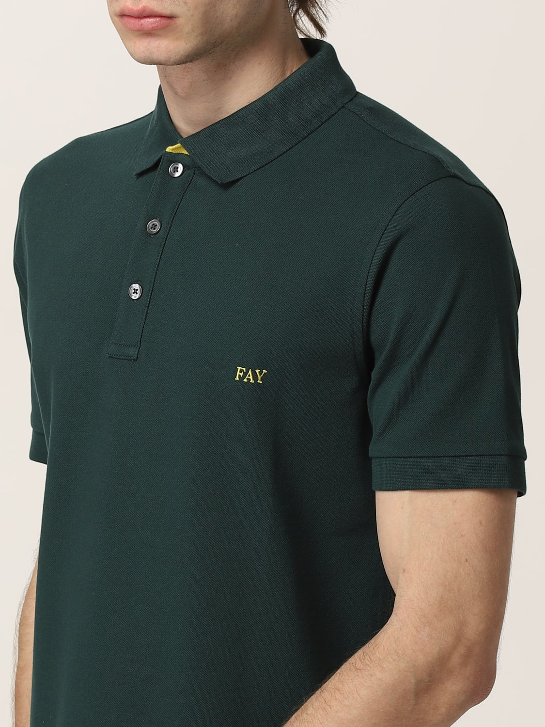 FAY POLO SHIRT: Fay stretch cotton polo shirt with logo, Green - Img 3
