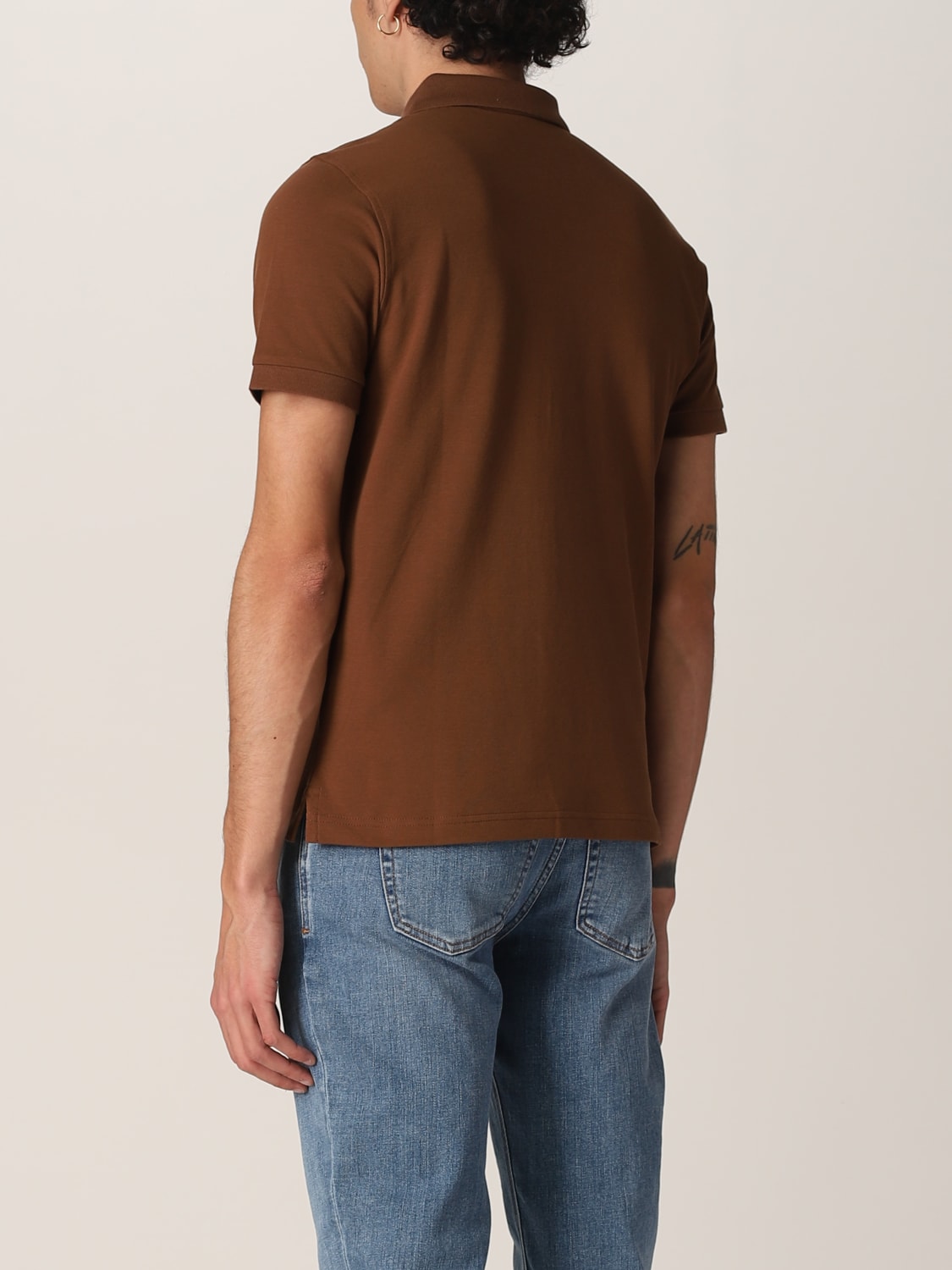 FAY POLO SHIRT: Fay stretch cotton polo shirt with logo, Brown - Img 2