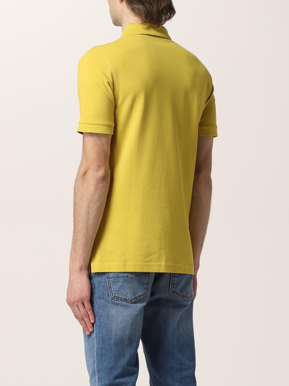 FAY POLO SHIRT: Fay stretch cotton polo shirt with logo, Ocher - Img 2