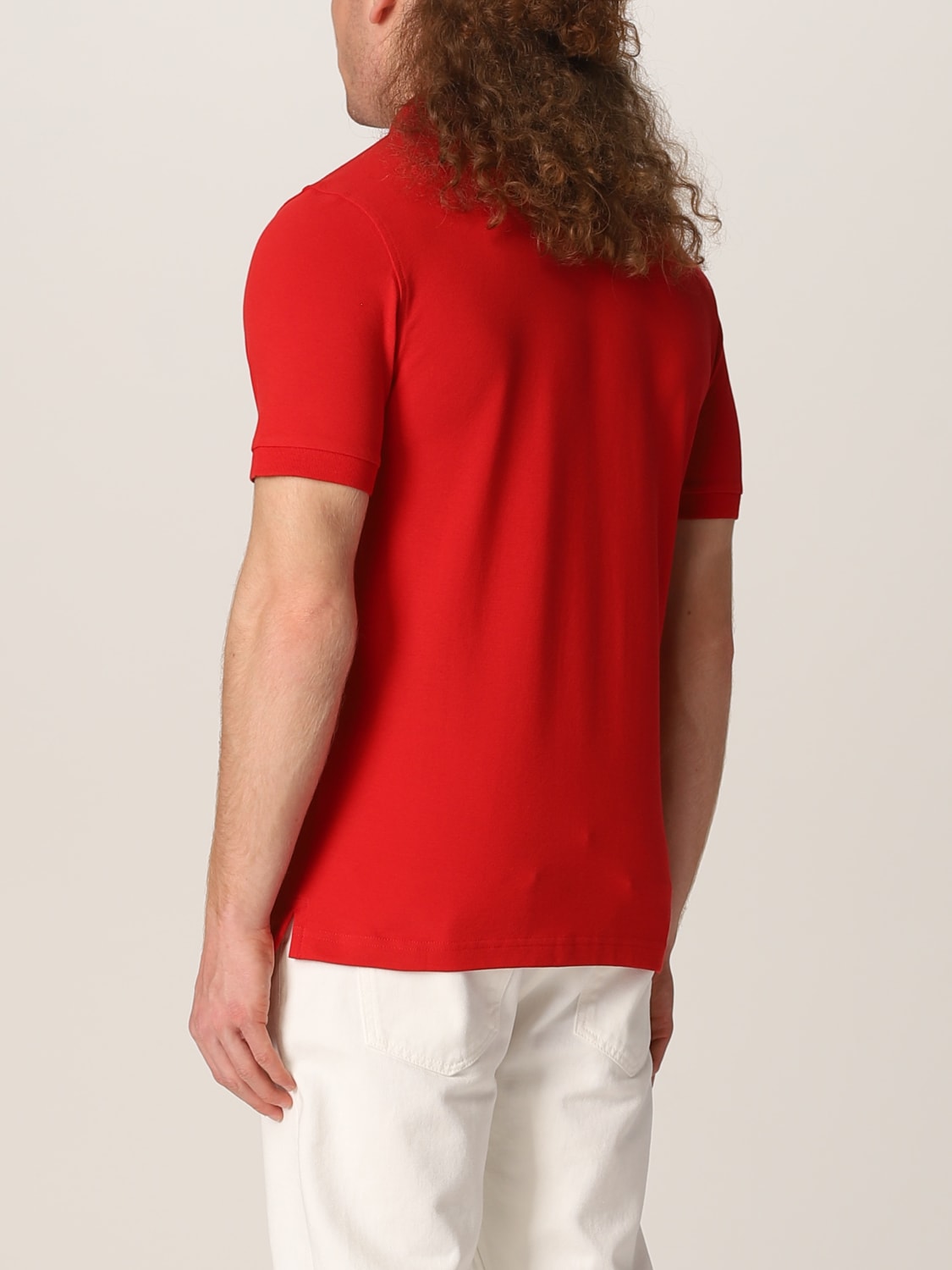 FAY POLO SHIRT: Fay stretch cotton polo shirt with logo, Cherry - Img 2