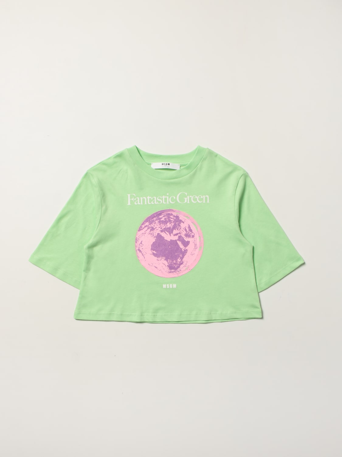 MSGM KIDS T-SHIRT: MSGM Kids Fantastic Green T-shirt, Green - Img 1