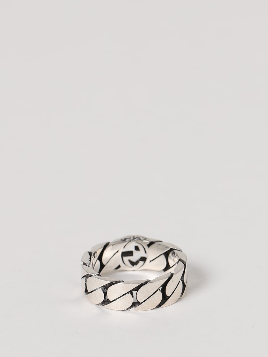 GUCCI GIOIELLI: Interlocking g band ring in sterling silver - width 6mm, Argento - Img 2