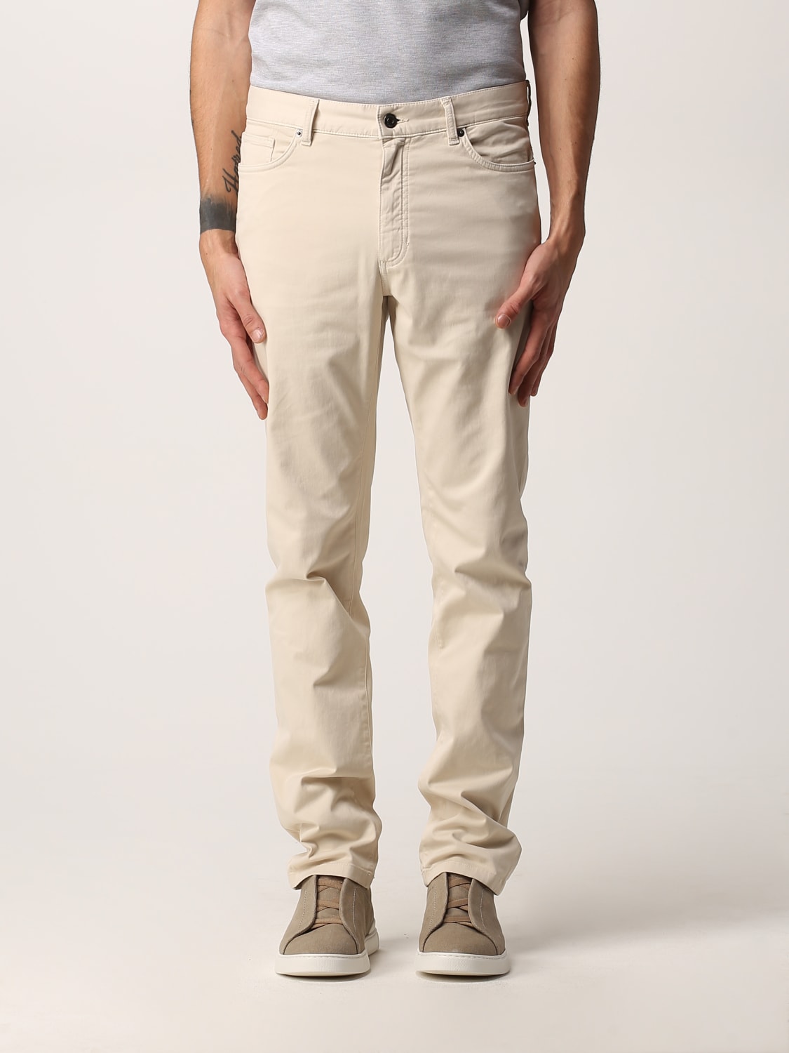 ZEGNA: Pants men Ermenegildo - Beige | Zegna pants UWPZWCITY online at ...