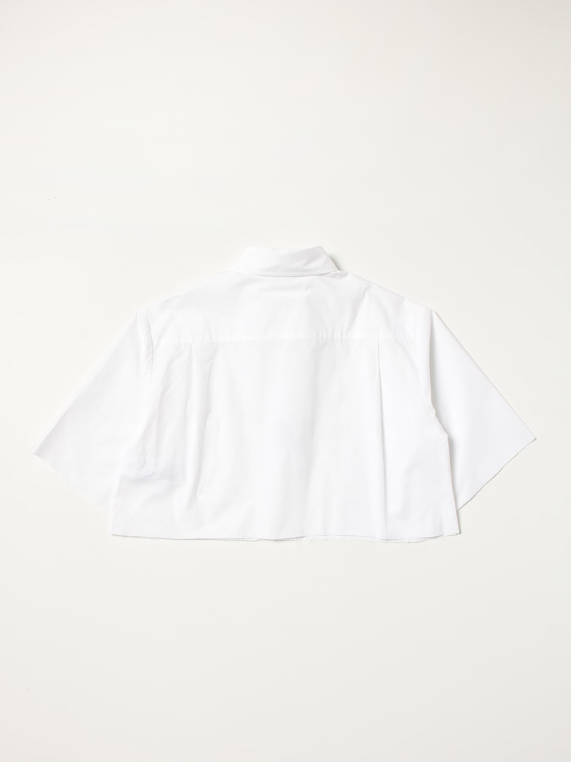 MM6 MAISON MARGIELA SHIRT: Mm6 Maison Margiela cropped cotton shirt, White - Img 2