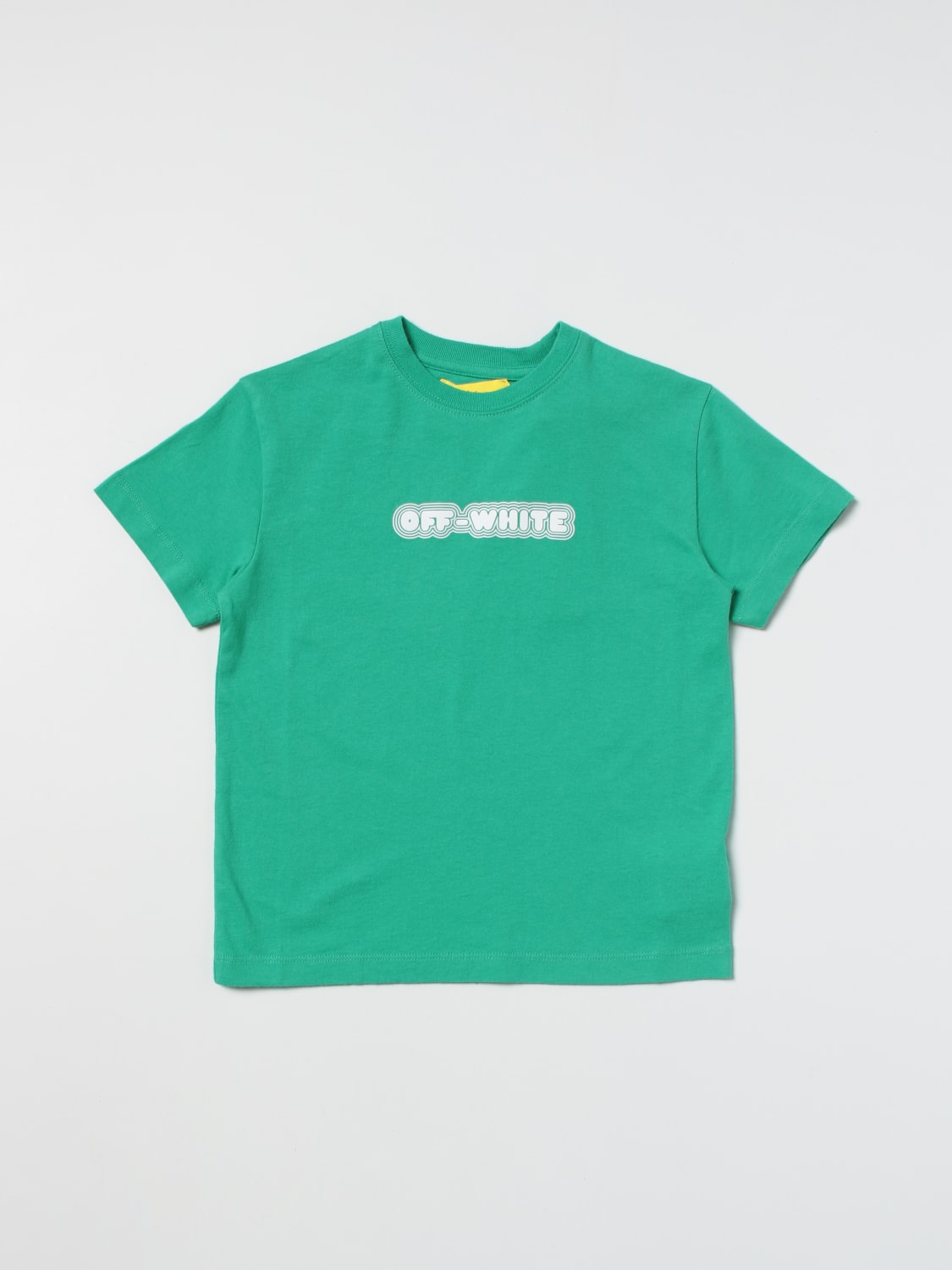 OFF-WHITE KIDS T-SHIRT: Off-White logo T-shirt, Green - Img 1