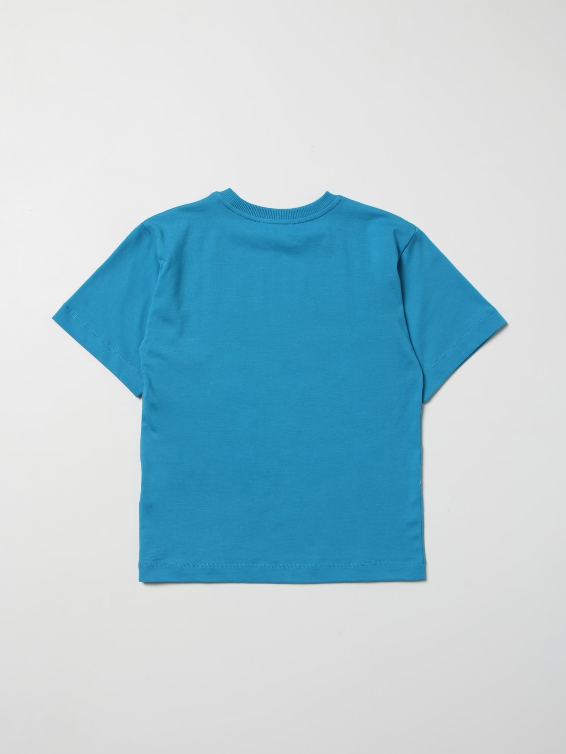 MOSCHINO T-SHIRT: Moschino Kid T-shirt with multicolor logo print, Gnawed Blue - Img 2