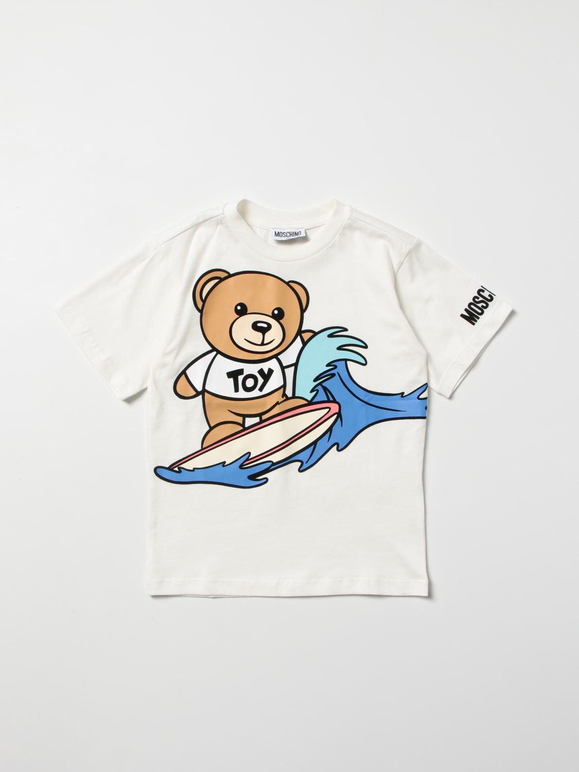 MOSCHINO T-SHIRT: T-shirt Moschino Kid con stampa Teddy, Bianco - Img 1