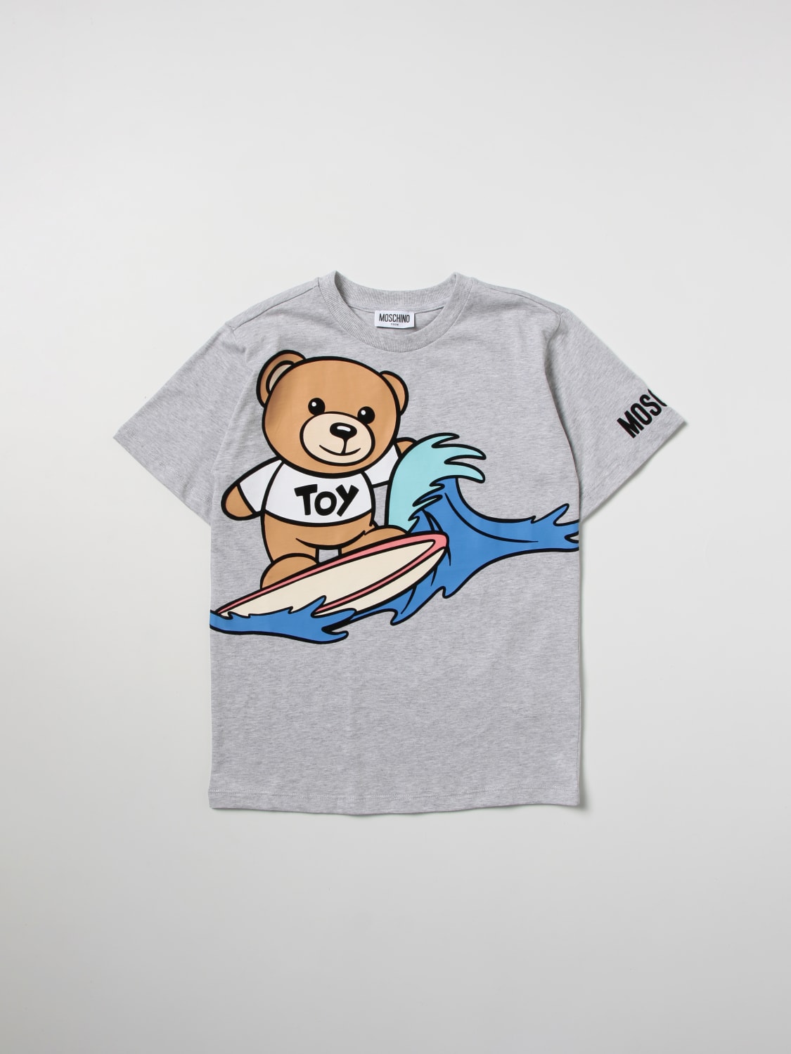 MOSCHINO T-SHIRT: Moschino Kid T-shirt with Teddy print, Grey - Img 1